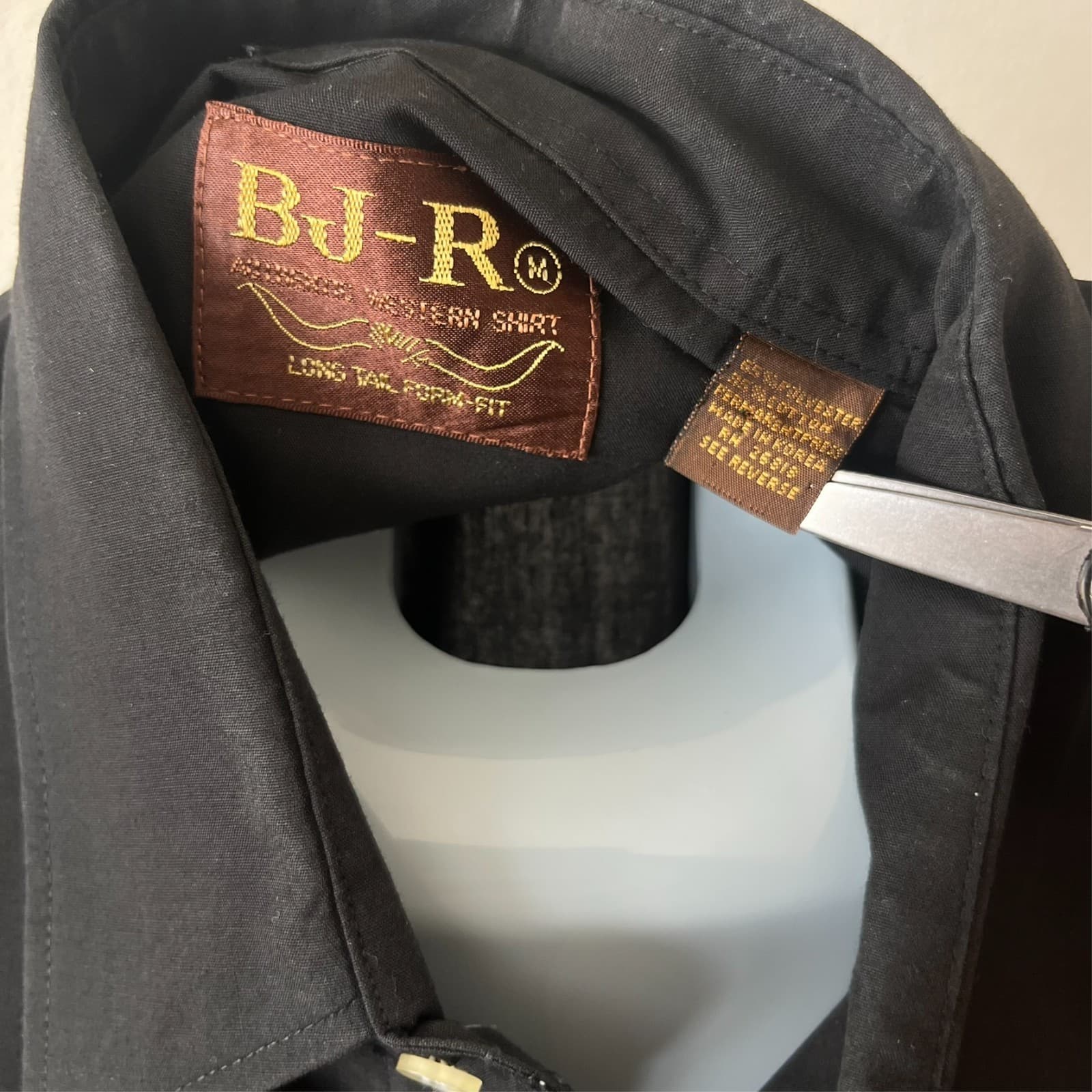 Vintage BJ-R Western Wear Black MED Embroidered Pearl Snap Gaucho Western Shirt - Thumbnail 5