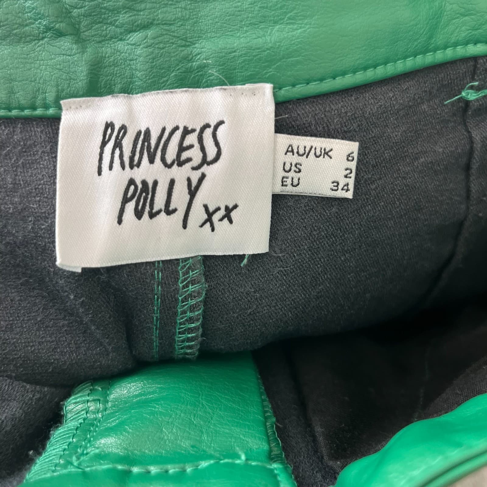 Princess Polly Ashlea Green Pants Womens Size 2 PU Vegan Leather Flare Bareback - Thumbnail 7