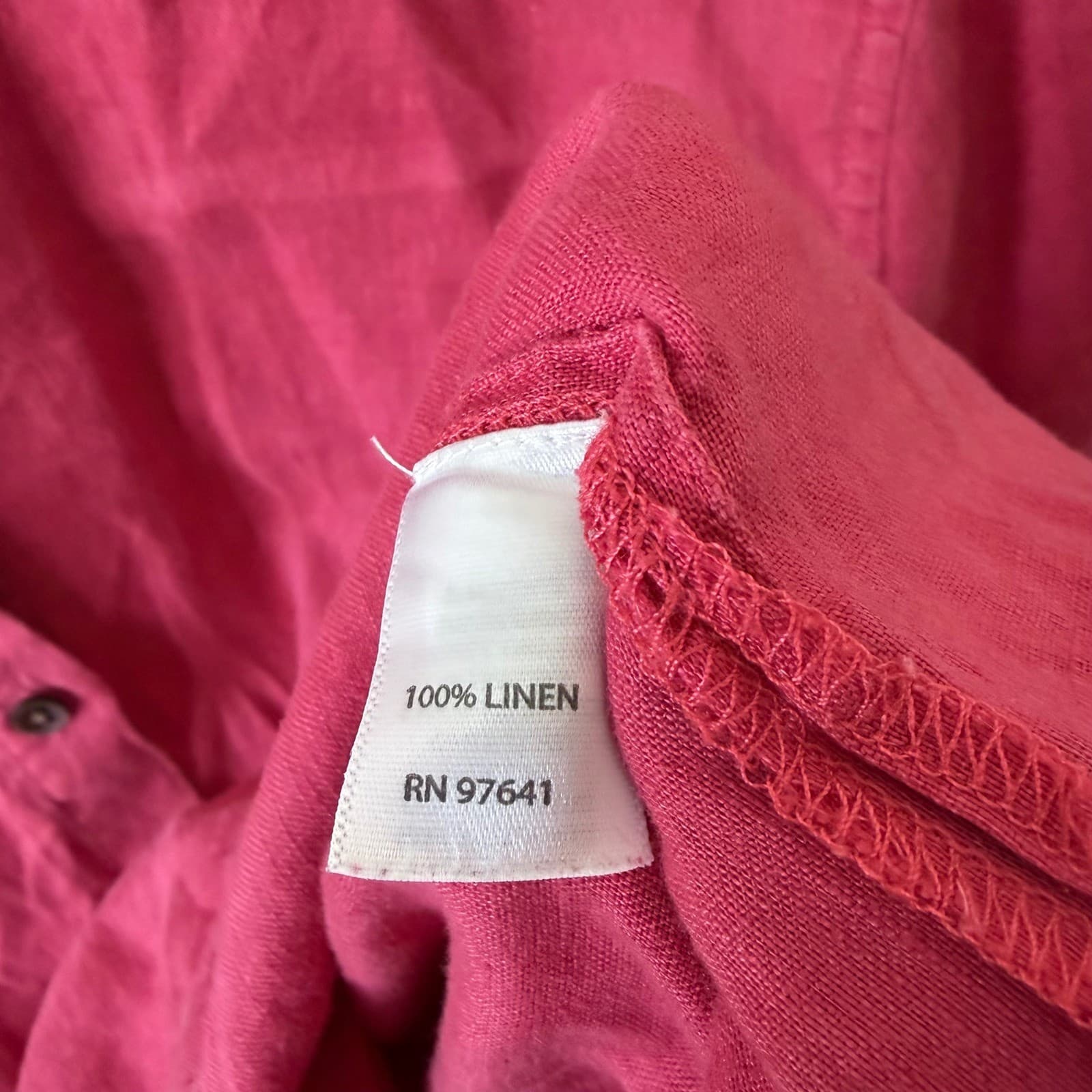 J. Jill Linen Button Down Shirt Womens XL Pink Long Sleeve 100% Linen Top - Thumbnail 4