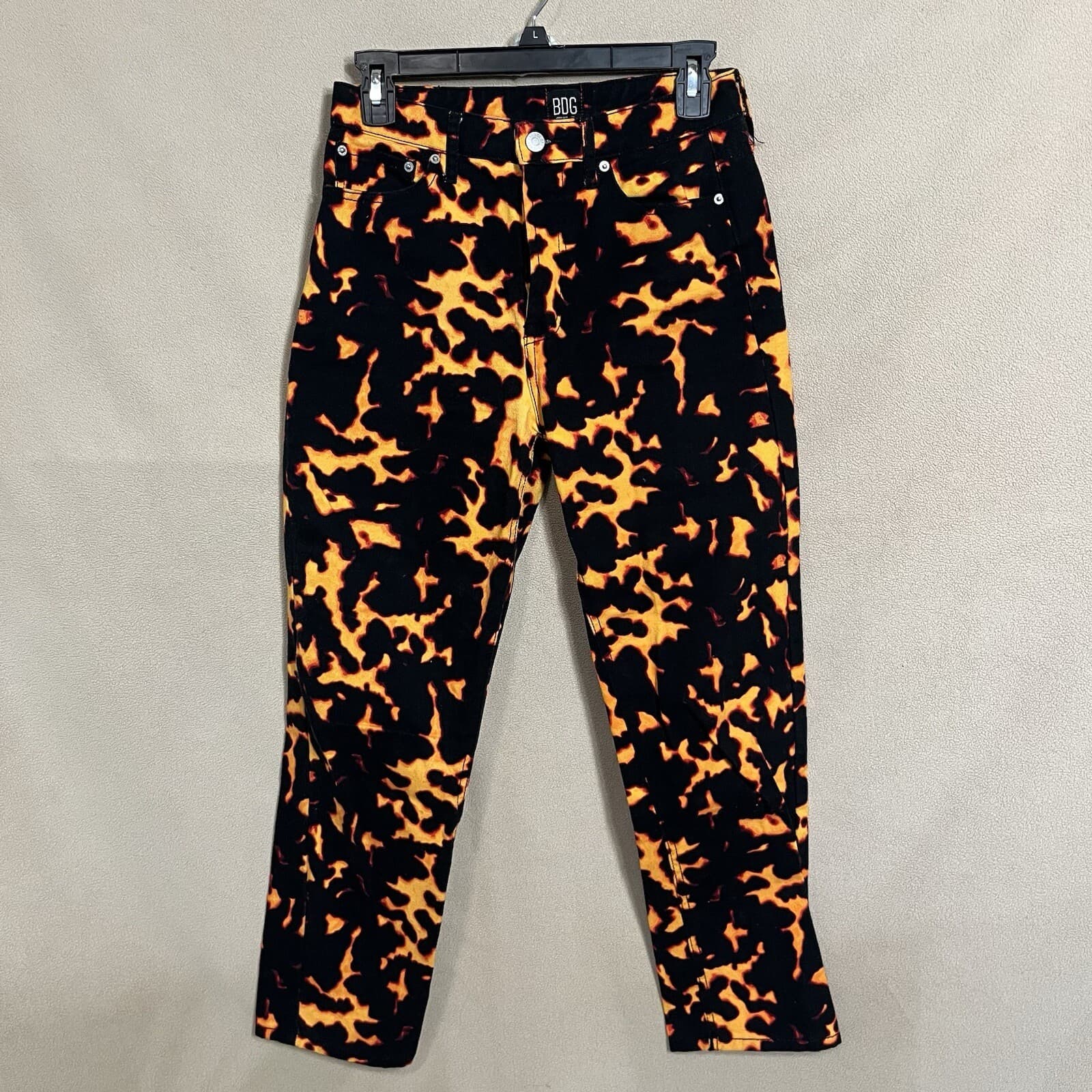 BDG Urban Outfitters Women’s Jeans Slim Straight Flame Lava Fire Print Size 26 - Thumbnail 2