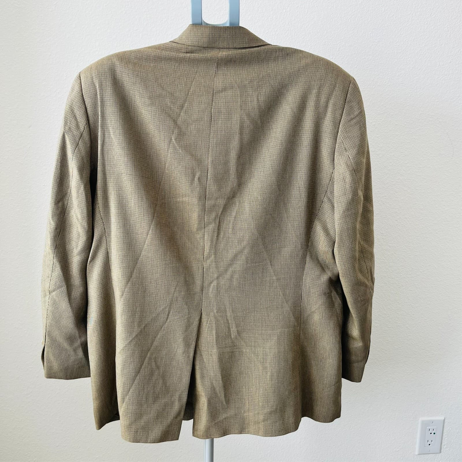 Vintage Chaps Ralph Lauren 46R Wool Blazer Tan Camel Sport Coat 90s Canada Made - Thumbnail 5