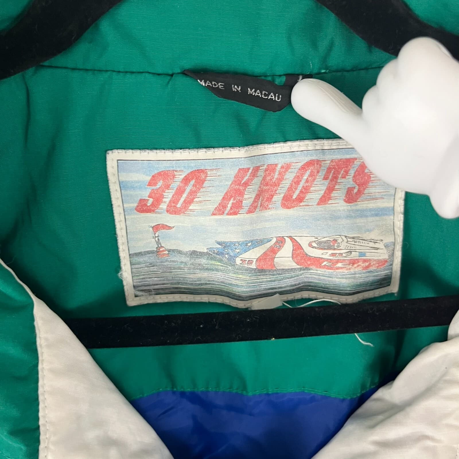 30 Knots Windbreaker Jacket Mens Large Blue Green Pockets Full Zip Sailing Yacht - Thumbnail 2