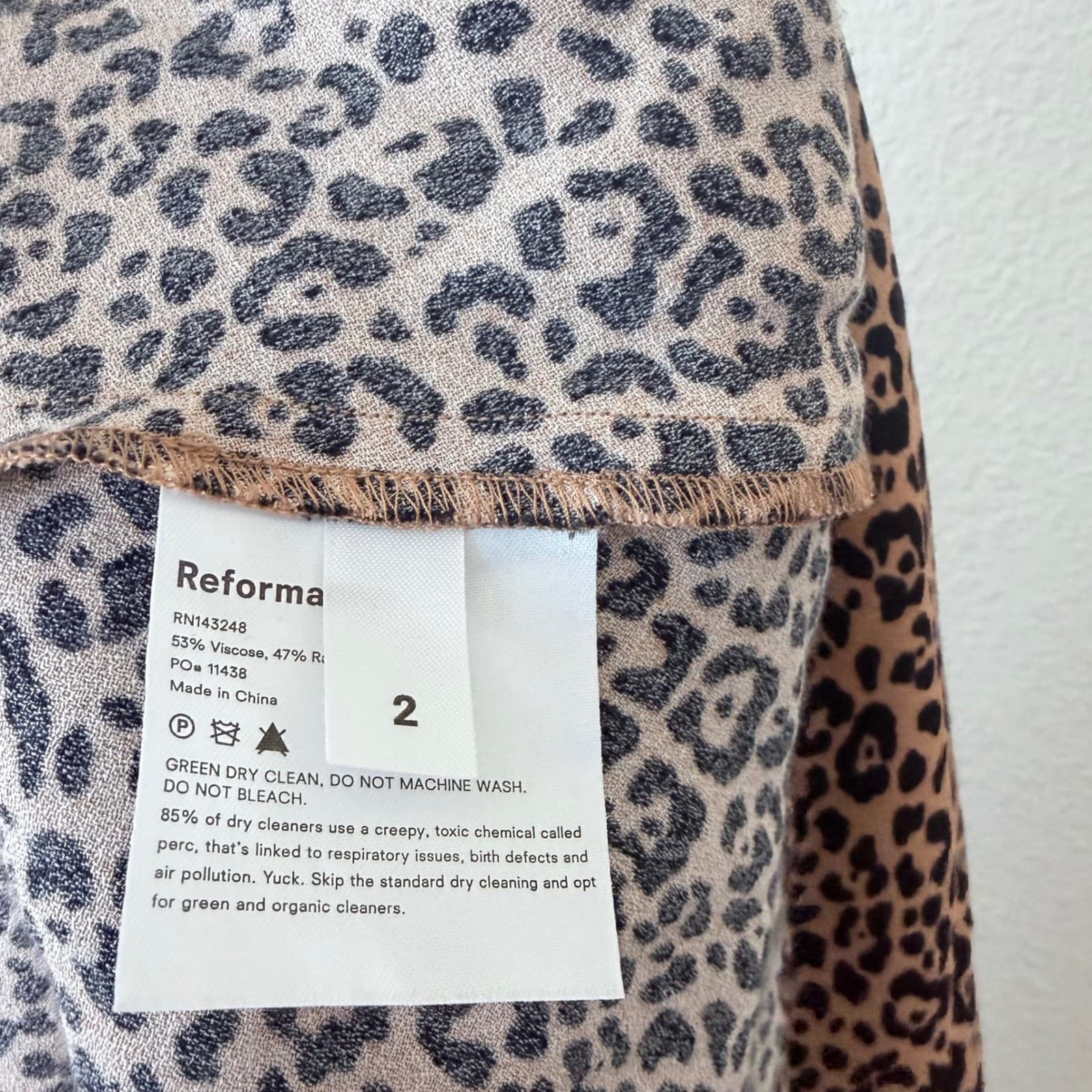 Reformation Leopard Print Midi Slip Skirt Tan Black Viscose Blend Size 2 - Thumbnail 6