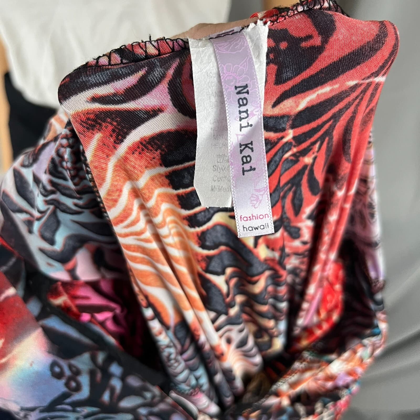 VTG Nani Kai Dress MED Hawaii Flower Hawaii Asymmetric Boho Summer Y2K Artsy - Thumbnail 8