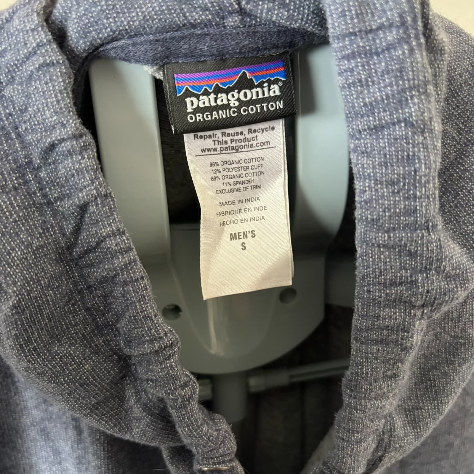 Patagonia Men's Small Brushed Badge Lightweight Hooded Full-Zip Sweatshirt Blue - Thumbnail 5