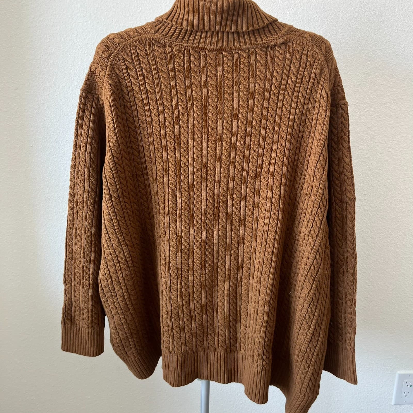 Amazon Essentials Sweater Women's 6X Brown Cotton Cable Knit Turtleneck Pullover - Thumbnail 3