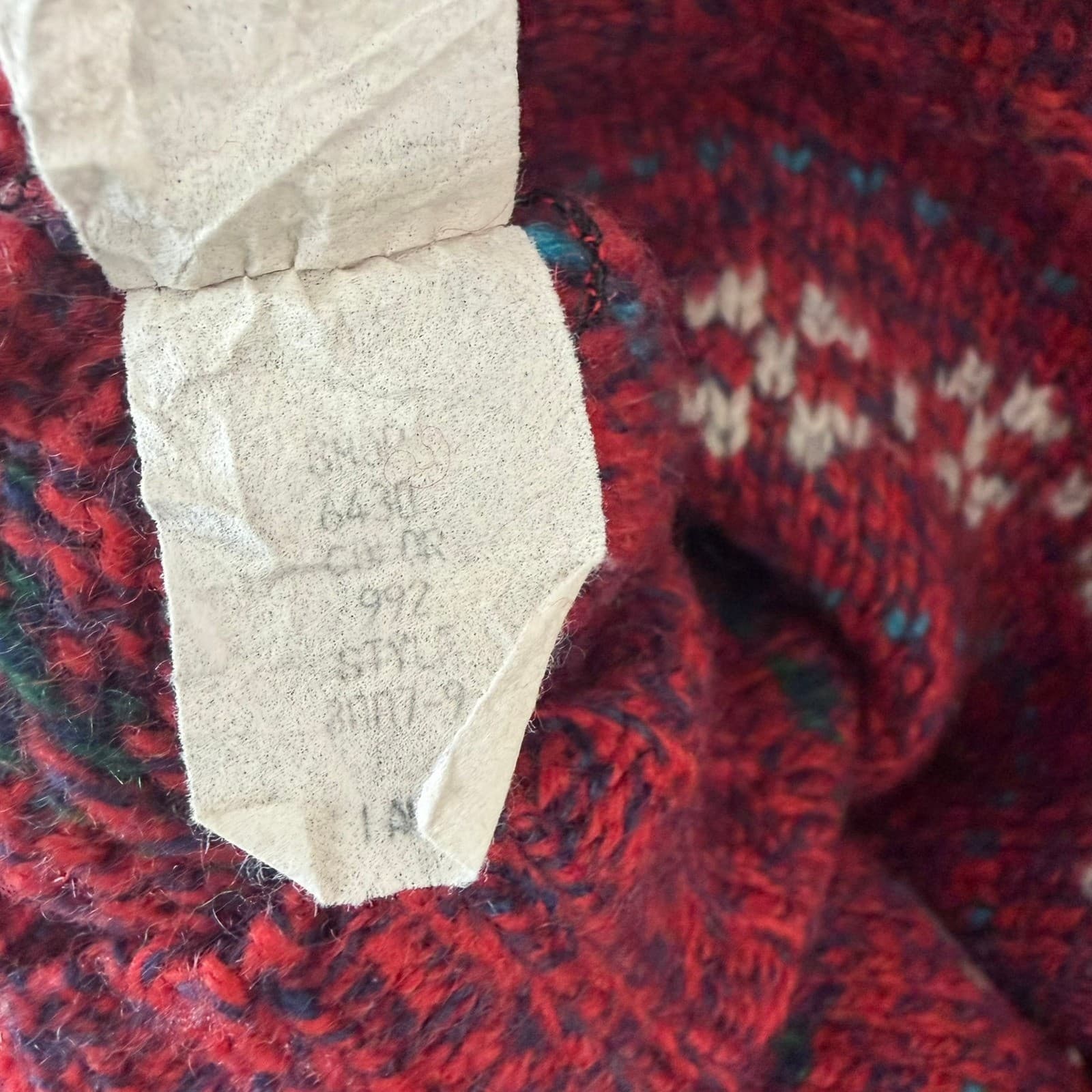 American Eagle Sweater Women Large Red Fair Isle Wool Blend Vintage Mock Neck - Thumbnail 2