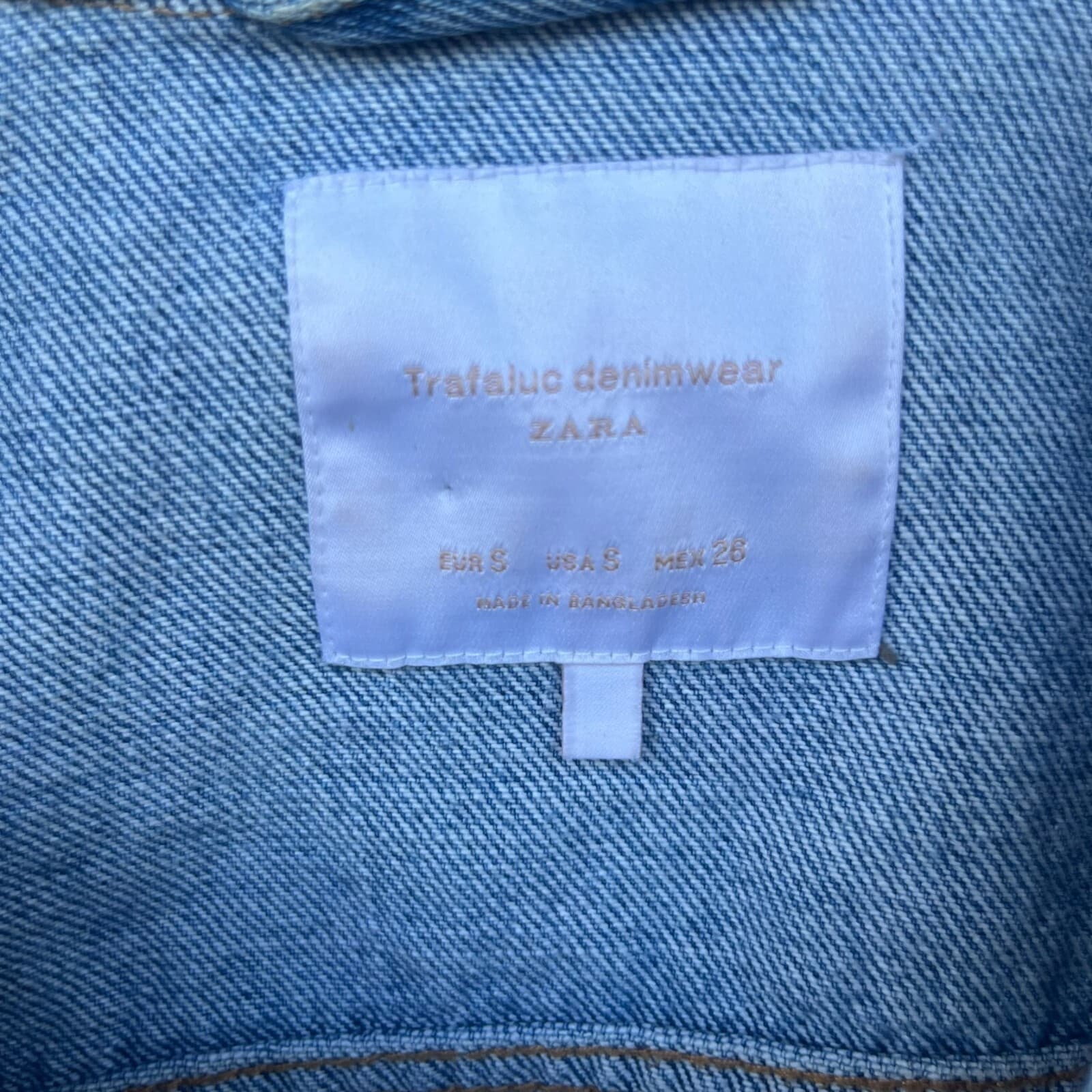Zara Women's Trafaluc Denim Wear Distressed Ripped Jean Trucker Jacket Up SMALL - Thumbnail 2