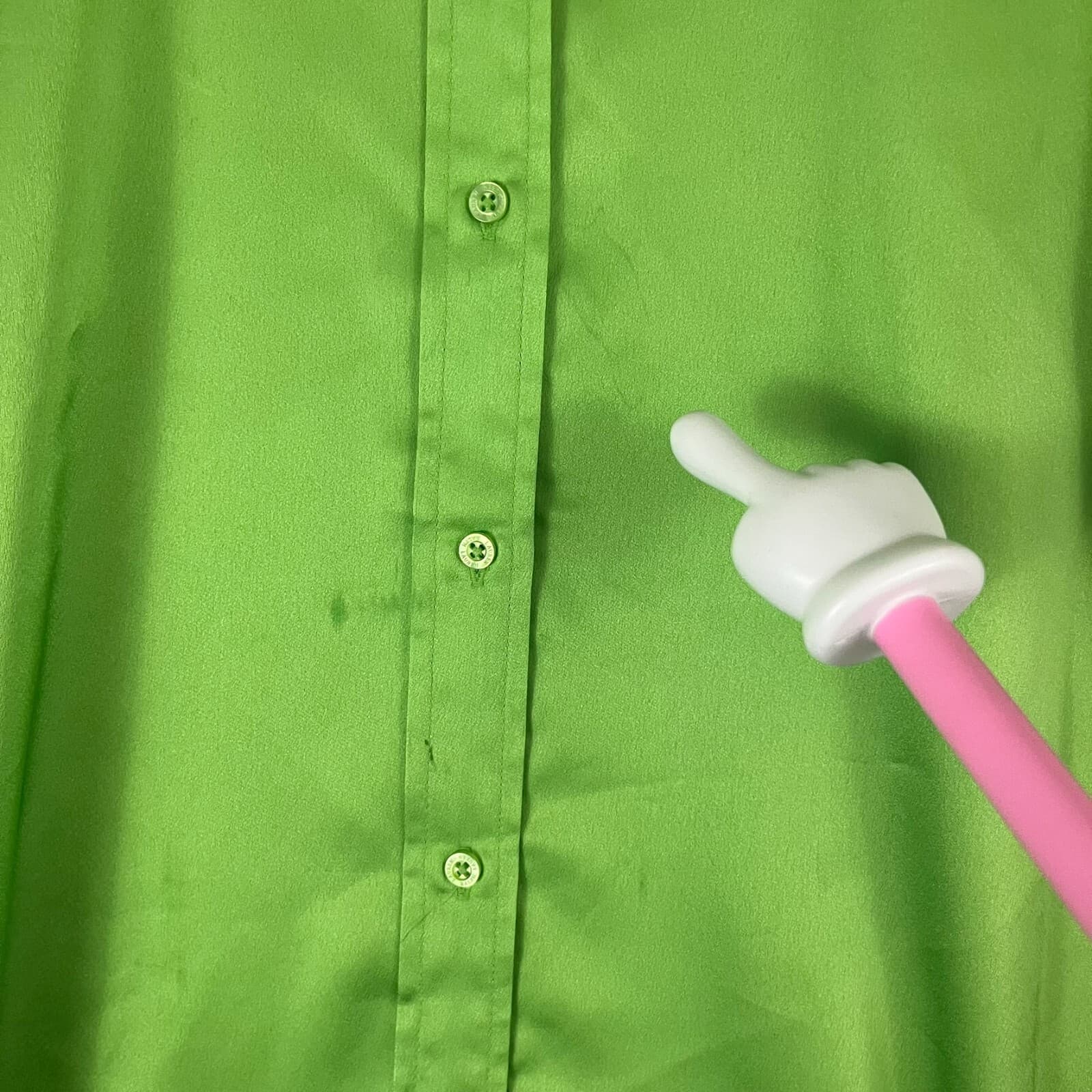 Lauren Ralph Lauren Black Label Blouse Size 3X Jamelko Brat Green Button Shirt - Thumbnail 3