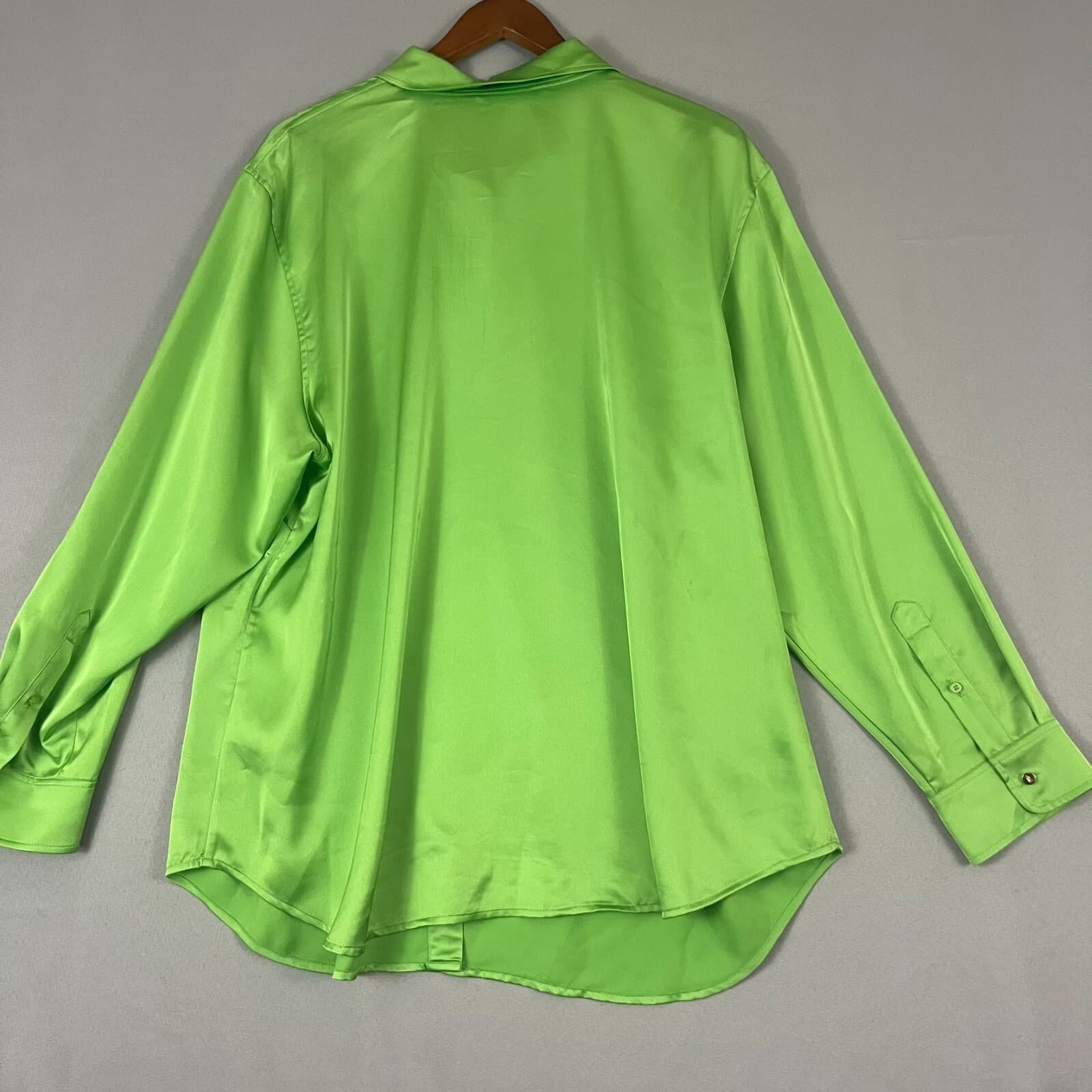 Lauren Ralph Lauren Black Label Blouse Size 3X Jamelko Brat Green Button Shirt - Thumbnail 9