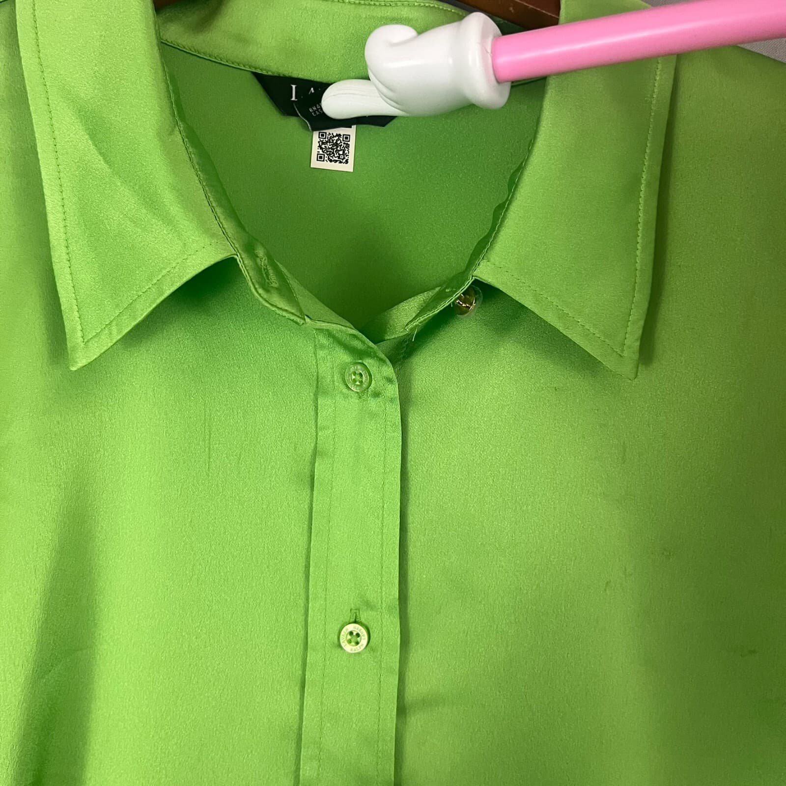 Lauren Ralph Lauren Black Label Blouse Size 3X Jamelko Brat Green Button Shirt - Thumbnail 6