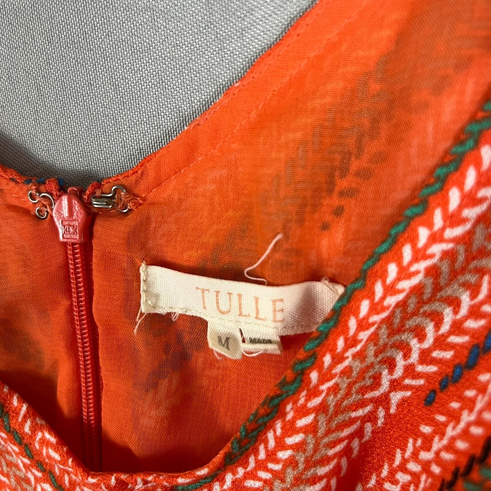 Anthropologie Tulle Womens Dress Sz Medium Orange Sleeveless Boho Summer Midi - Thumbnail 2