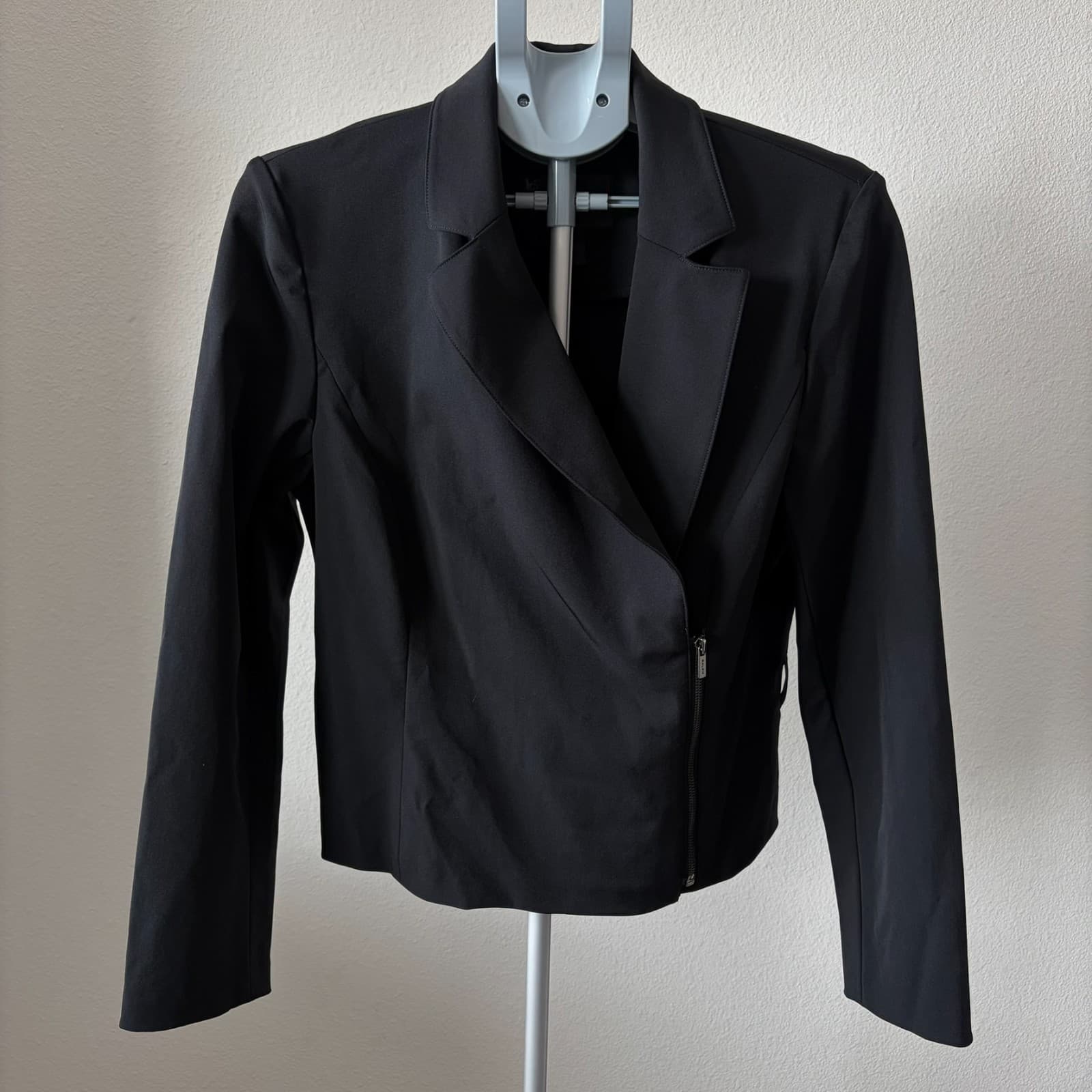Early 2000s Ralph Lauren Black Women's Sz LG Moto Zip Jacket Blazer Professional - Thumbnail 2