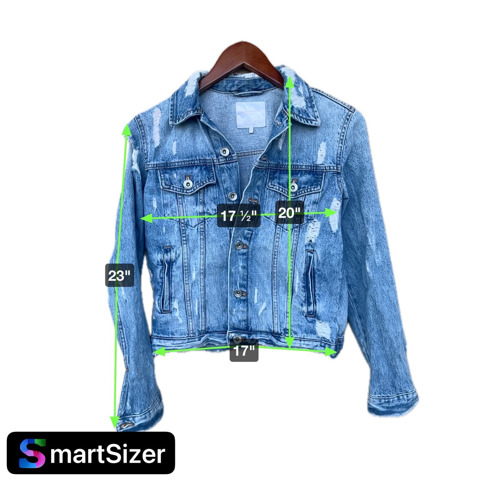 Zara Women's Trafaluc Denim Wear Distressed Ripped Jean Trucker Jacket Up SMALL - Thumbnail 8