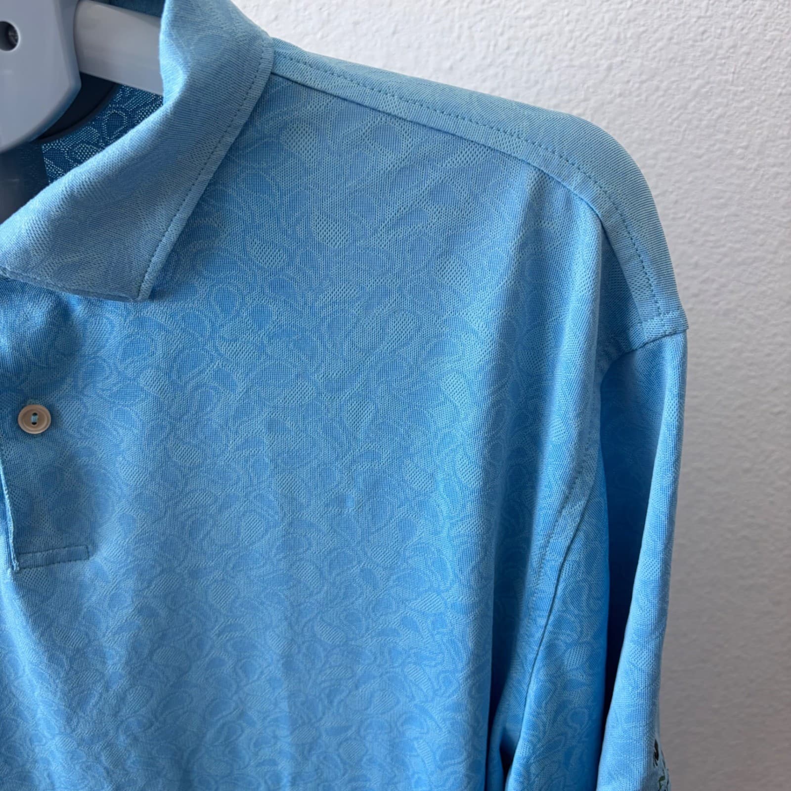 Peter Millar Polo Shirt Mens Size Large Blue Bandon Dunes All Over Paisley Golf - Thumbnail 3