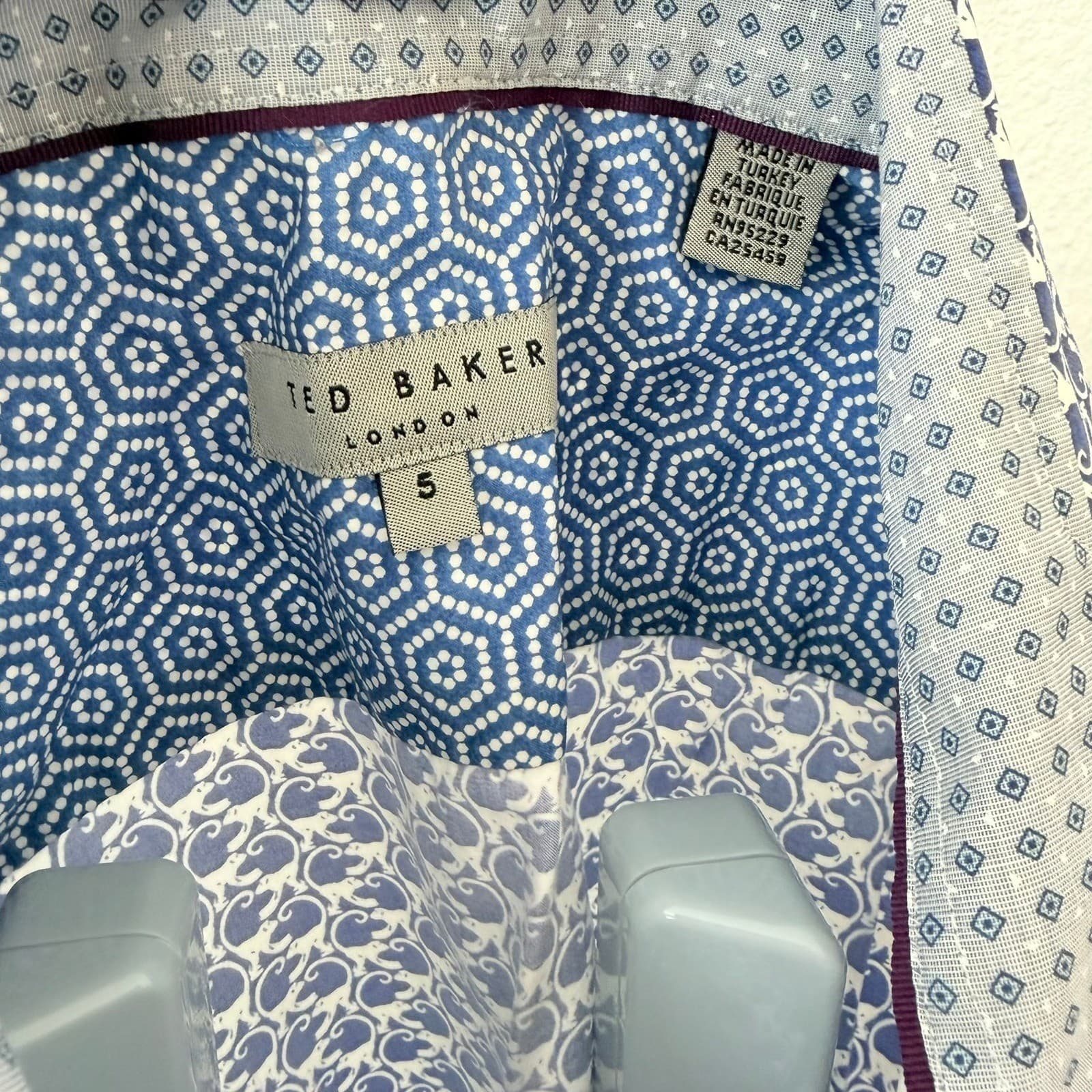 Ted Baker London Shirt Size 5 (XL) Blue Monkeys Pattern 100% Cotton Short Sleeve - Thumbnail 3