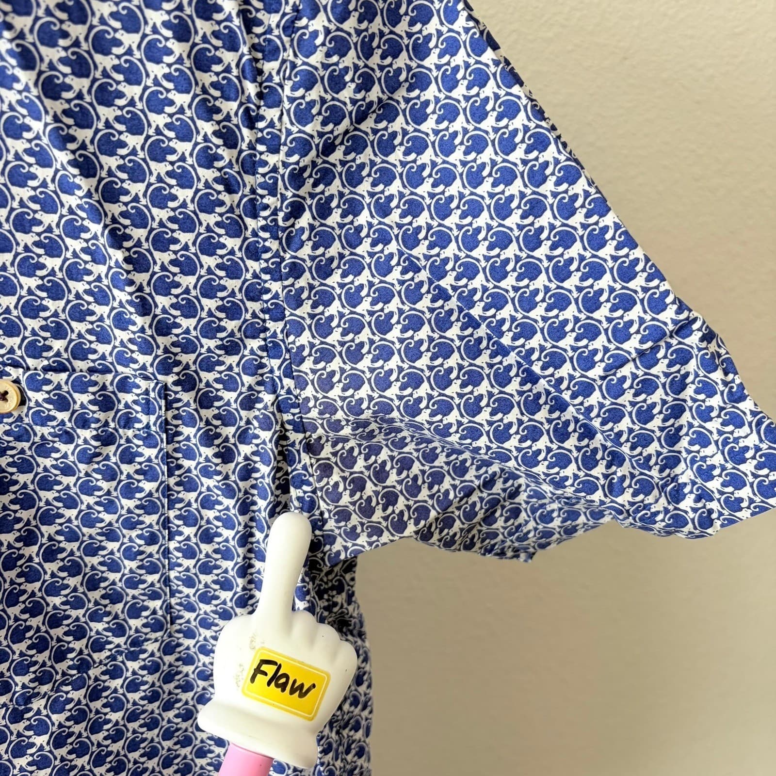Ted Baker London Shirt Size 5 (XL) Blue Monkeys Pattern 100% Cotton Short Sleeve - Thumbnail 5