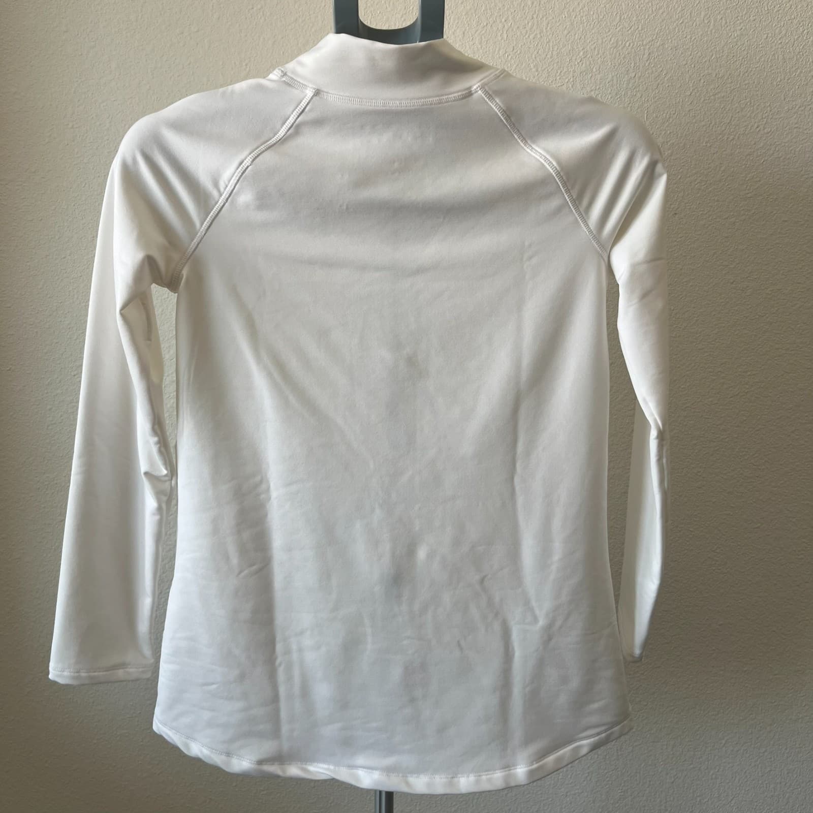 Under Armour Coldgear Top Girls XL White Stretch Logo Mock Neck Raglan Sleeve - Thumbnail 2