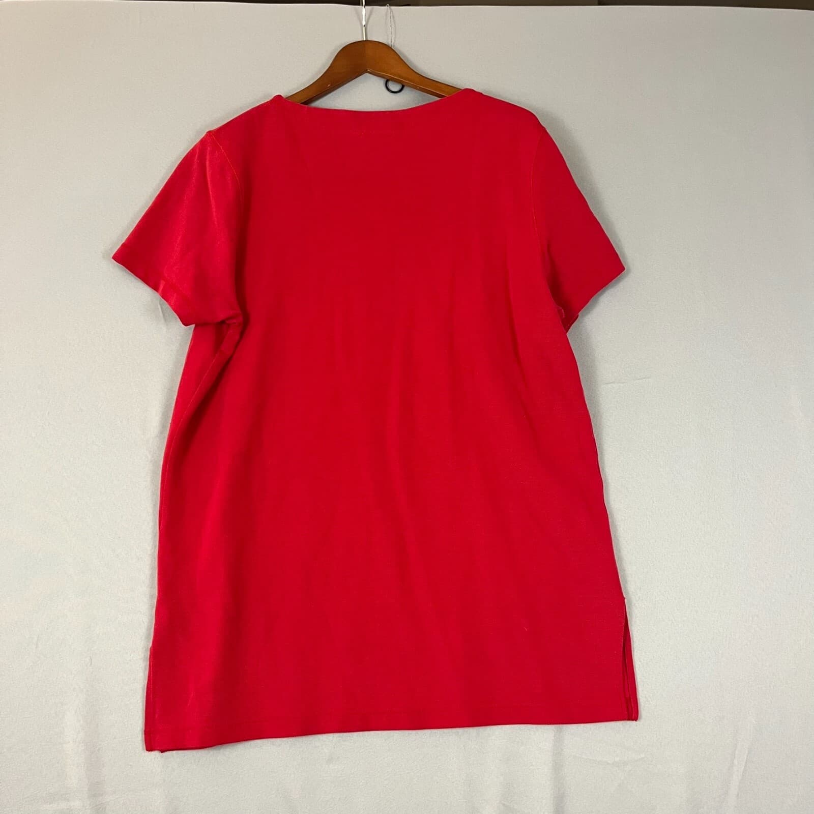 Eddie Bauer Women Tall LG Shirt Cherry Red Think Pullover Shirt Textured Vintage - Thumbnail 3