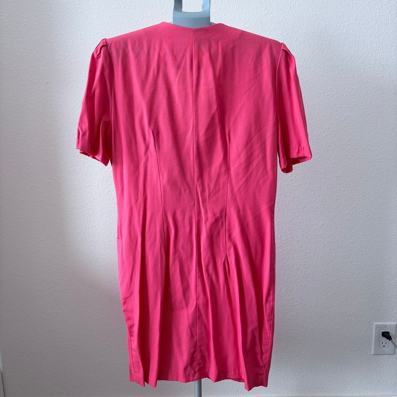 Young Edwardian Vintage Pink Lace Collar Button Front Mini Dress Size 13 Pin Up - Thumbnail 3