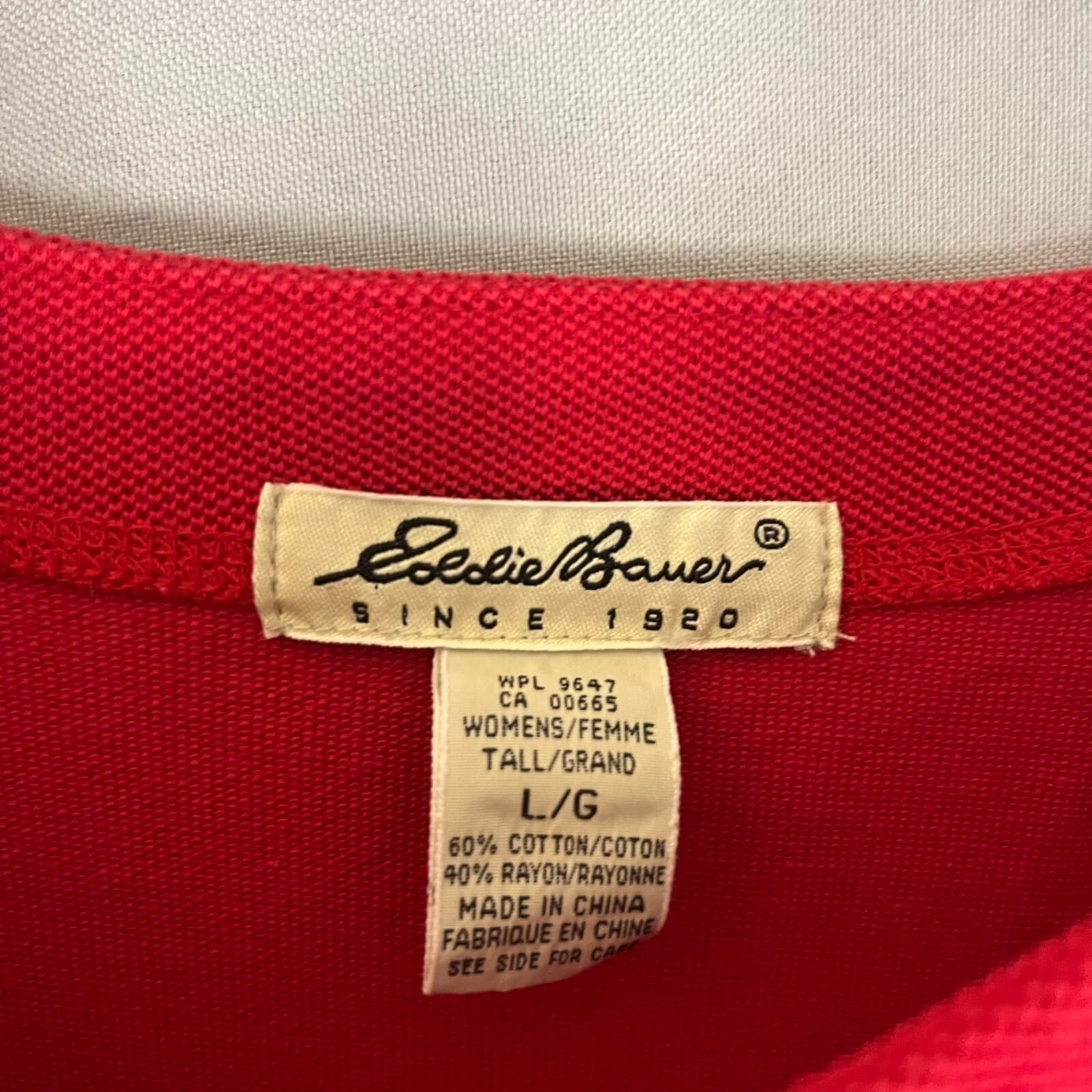 Eddie Bauer Women Tall LG Shirt Cherry Red Think Pullover Shirt Textured Vintage - Thumbnail 2