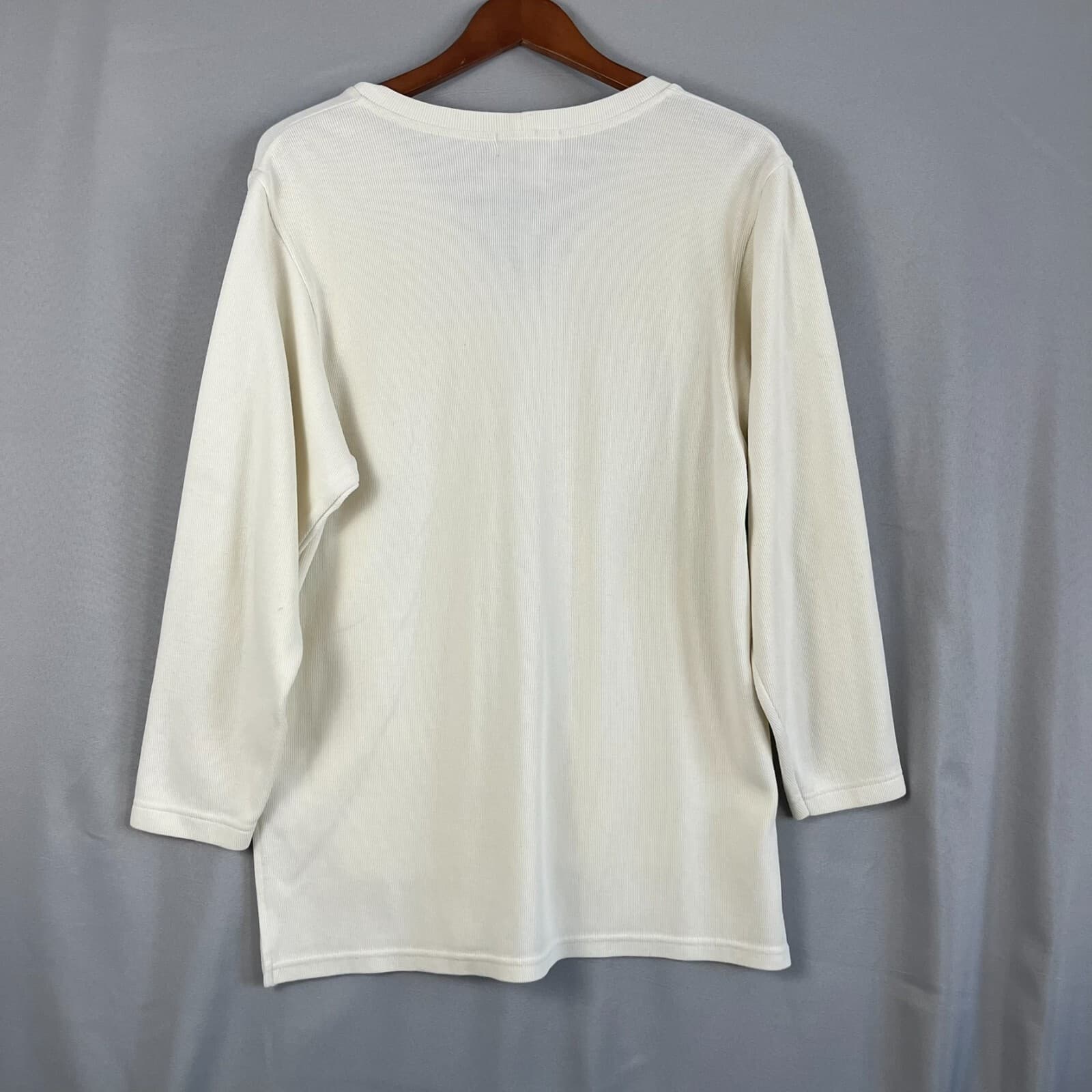 Express Tricot Cardigan Sweater Women's Medium Ivory Long Sleeve Button Front - Thumbnail 4