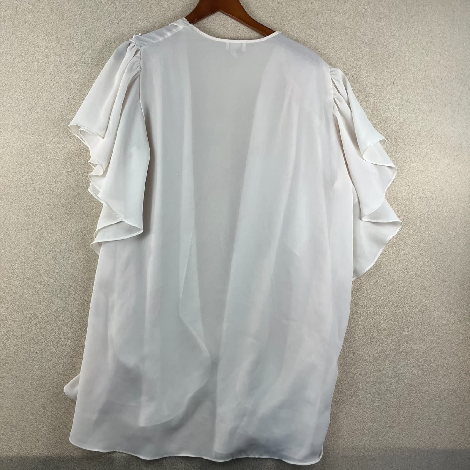 Cinema Etoile Womens Kimono Size Ivory Sheer Medium Floral Cape Romantic Lounge - Thumbnail 4