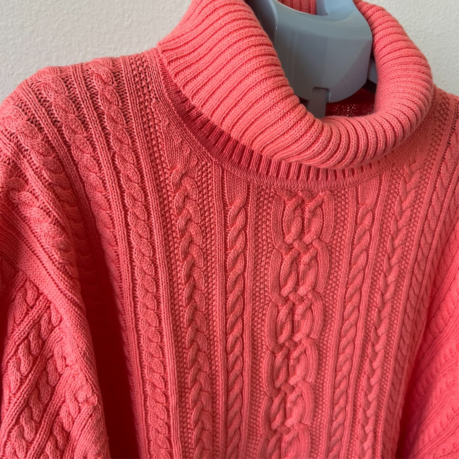 Amazon Essentials Sweater Women's 6X Pink Coral Cable Knit Turtleneck Pullover - Thumbnail 2