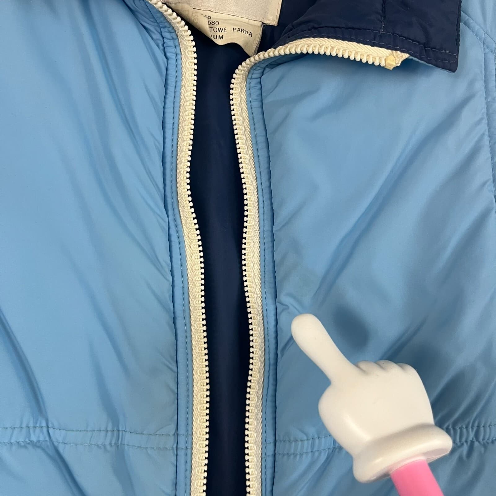 Vintage Stowe Womens Parka Ski Jacket Medium Blue Quilted Poly Insulated Puffer - Thumbnail 8
