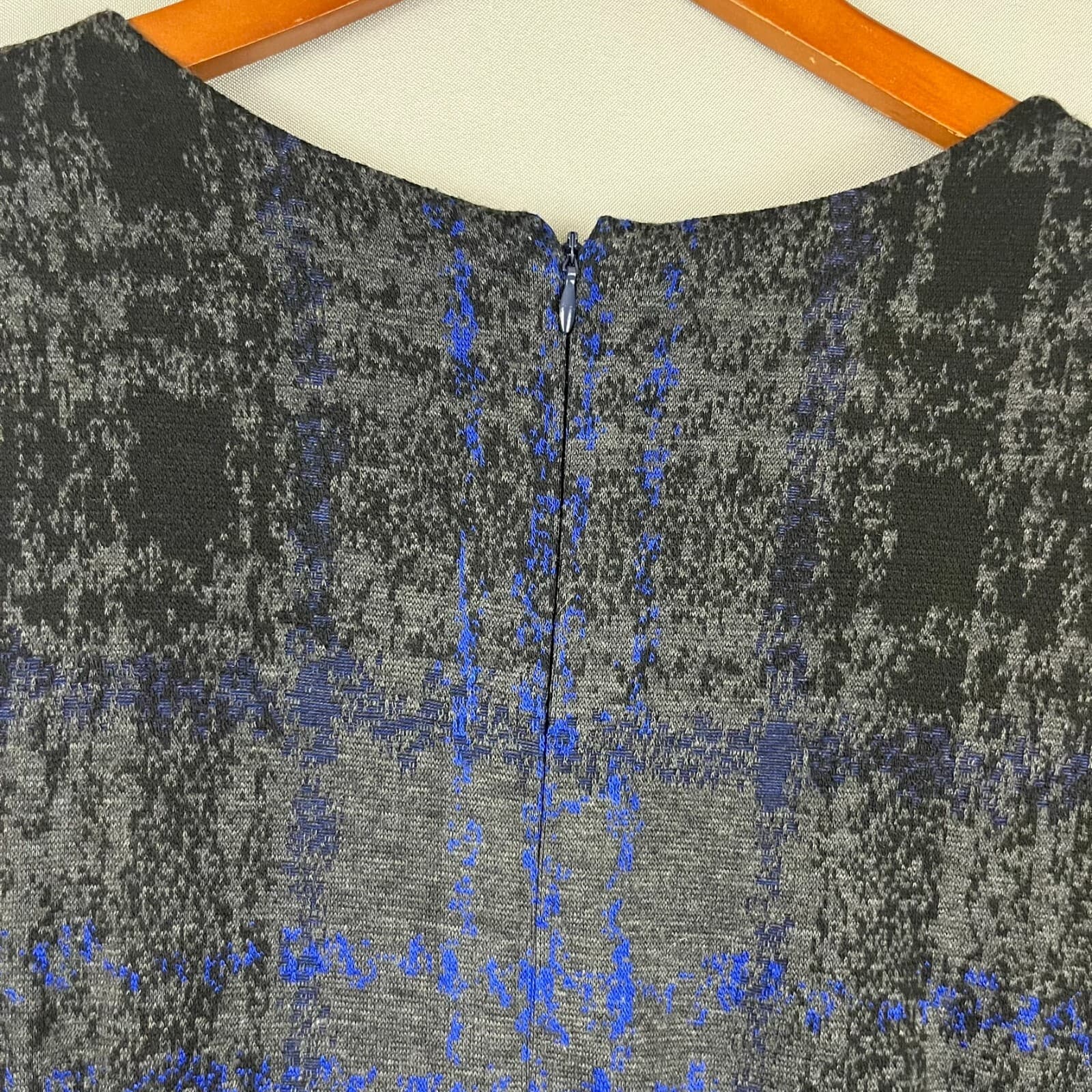 BETSEY JOHNSON Dress Size 12 Career Sheath Wrap Blue Back Short Sleeve Office - Thumbnail 4