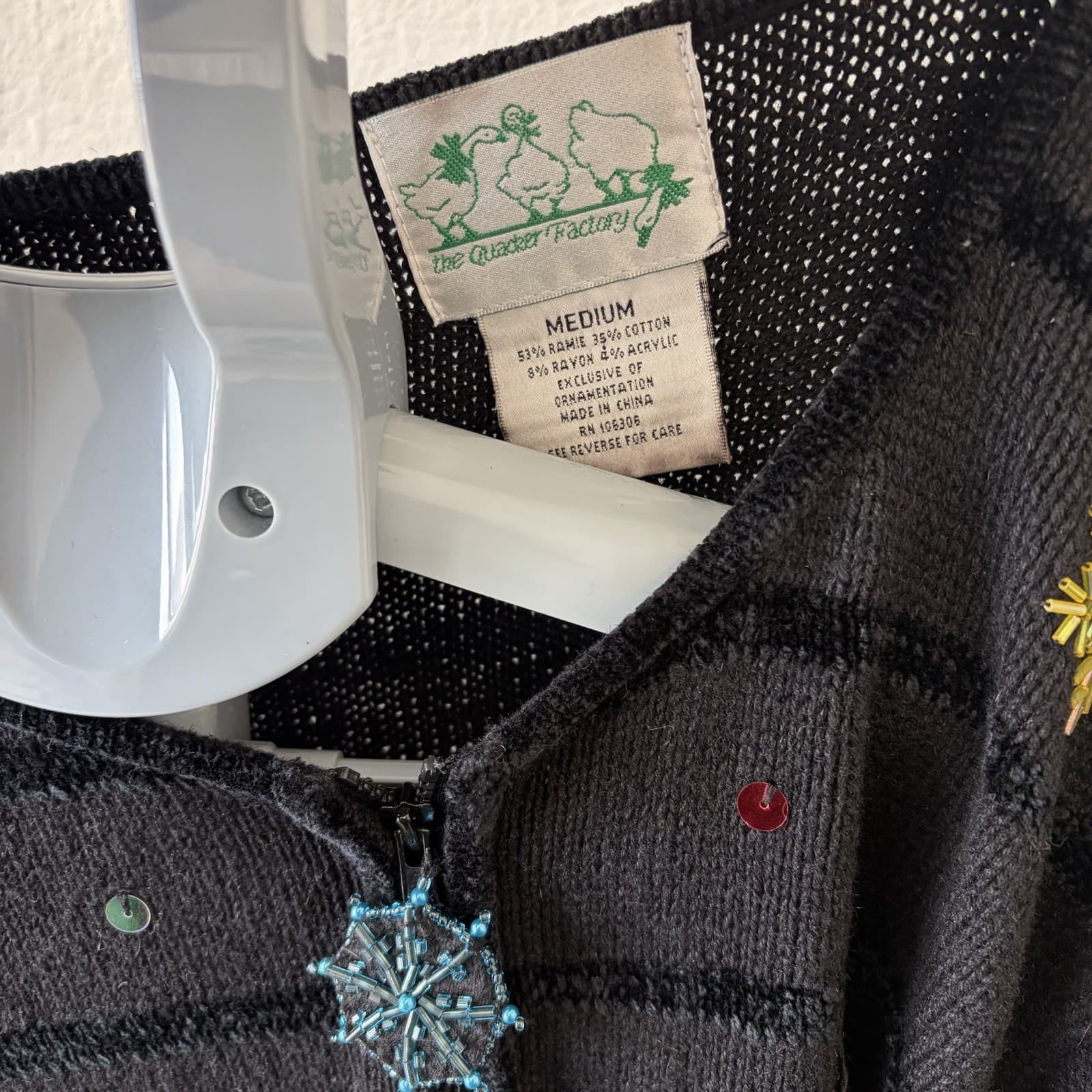 Vintage Quacker Factory Snowman Christmas Holiday Cardigan Sweater Size Medium - Thumbnail 3