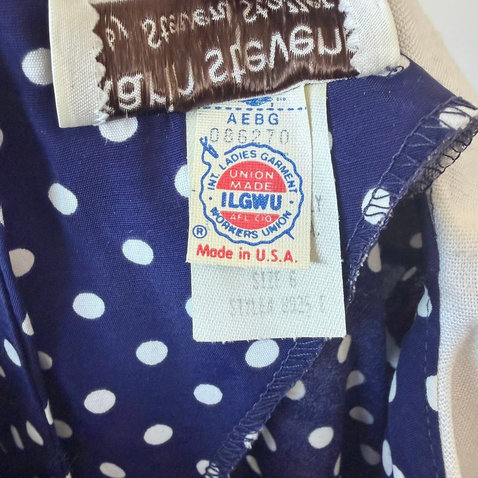 Vintage Polka Dot Sailor Dress Navy Blue White ILGWU USA Sz 6 Pin Up Rockabilly - Thumbnail 5