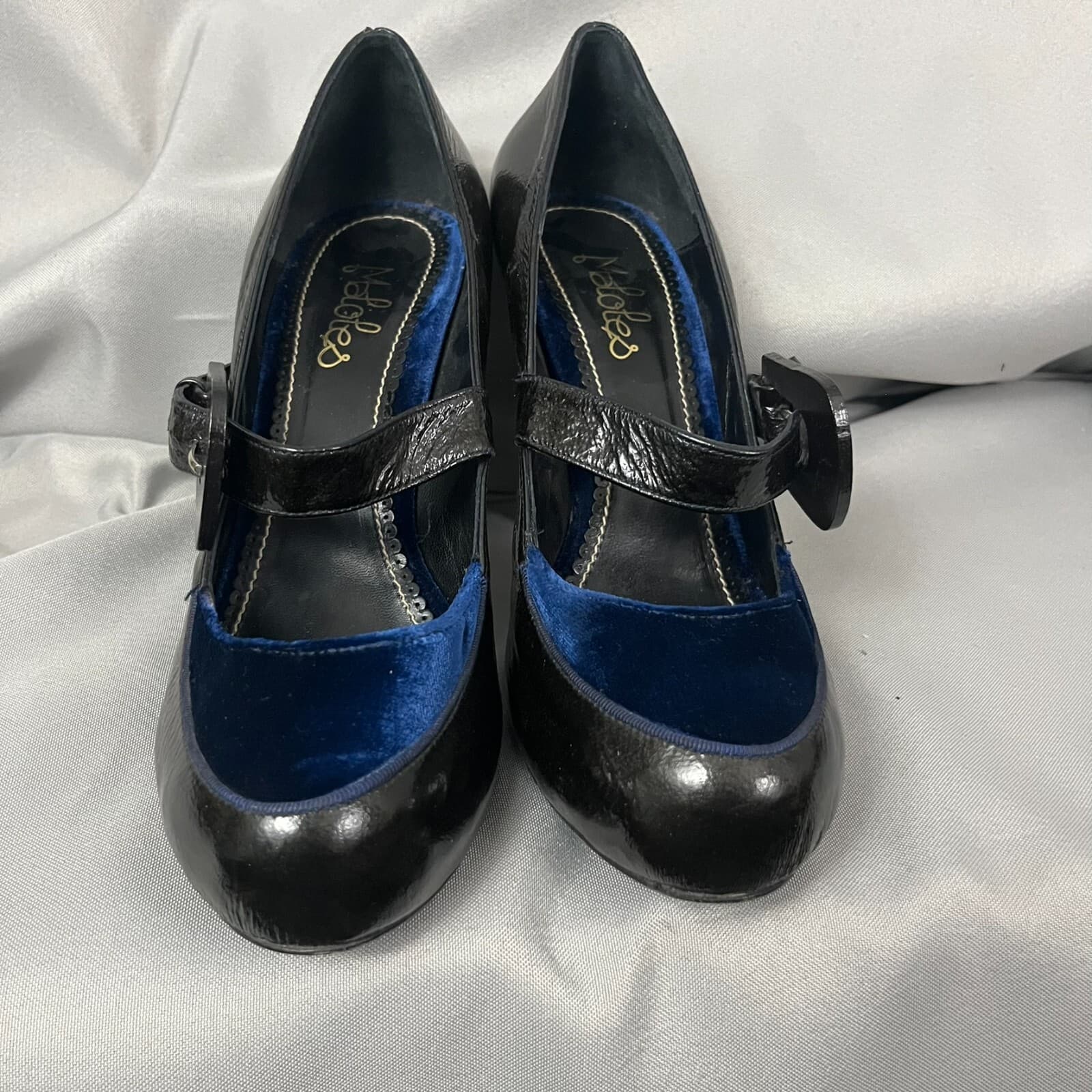 Gothic Vamp Mary Jane Shoes Women's Pump 41 Black Leather Velour Buckle Strap - Thumbnail 8