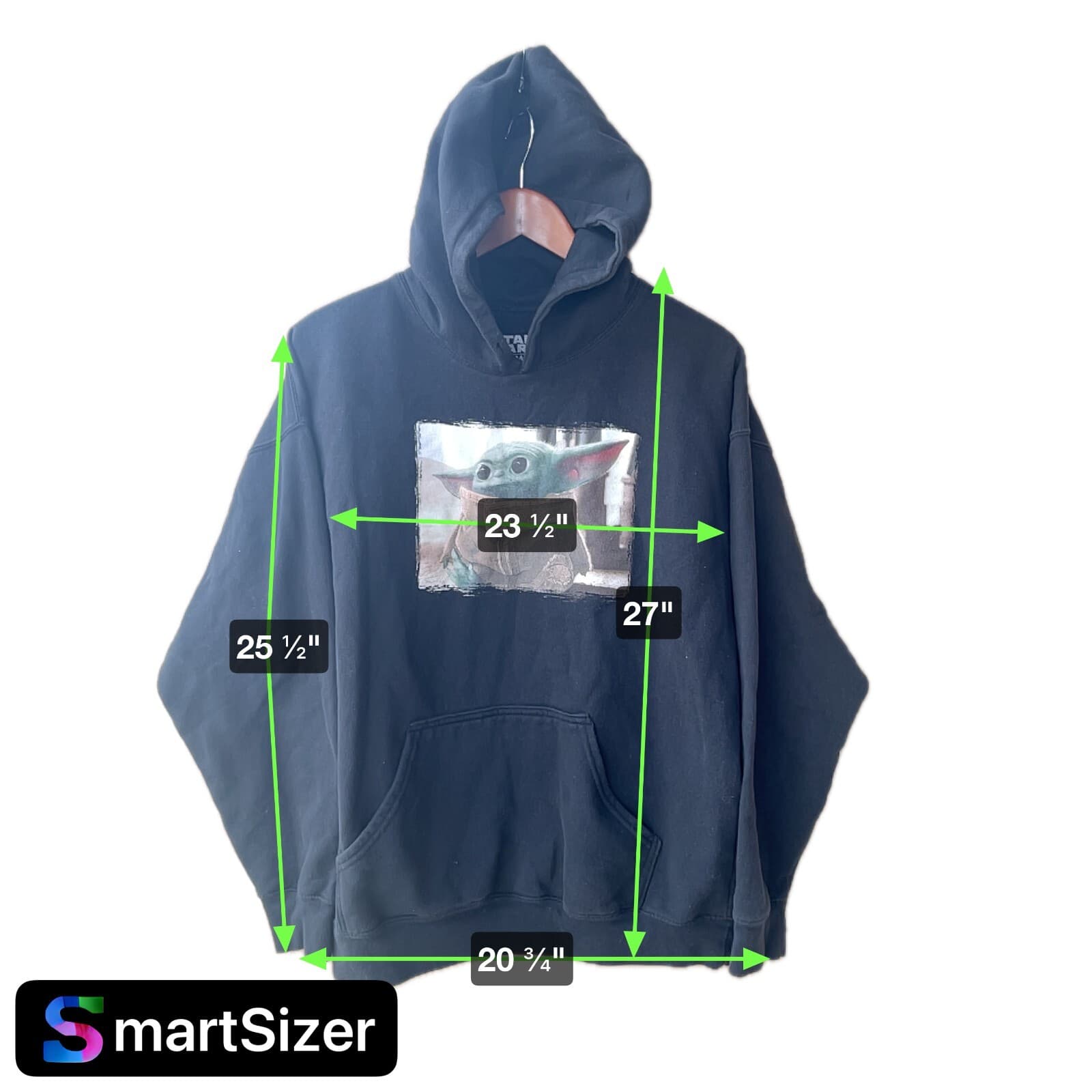 Star Wars Mens Medium Black Hoodie Pullover Grogu Baby Yoda The Mandalorian - Thumbnail 4