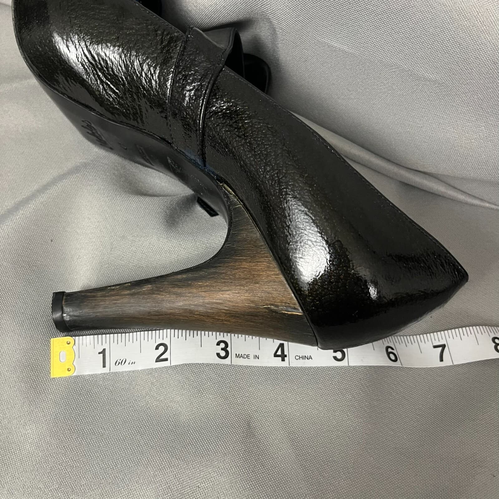 Gothic Vamp Mary Jane Shoes Women's Pump 41 Black Leather Velour Buckle Strap - Thumbnail 9