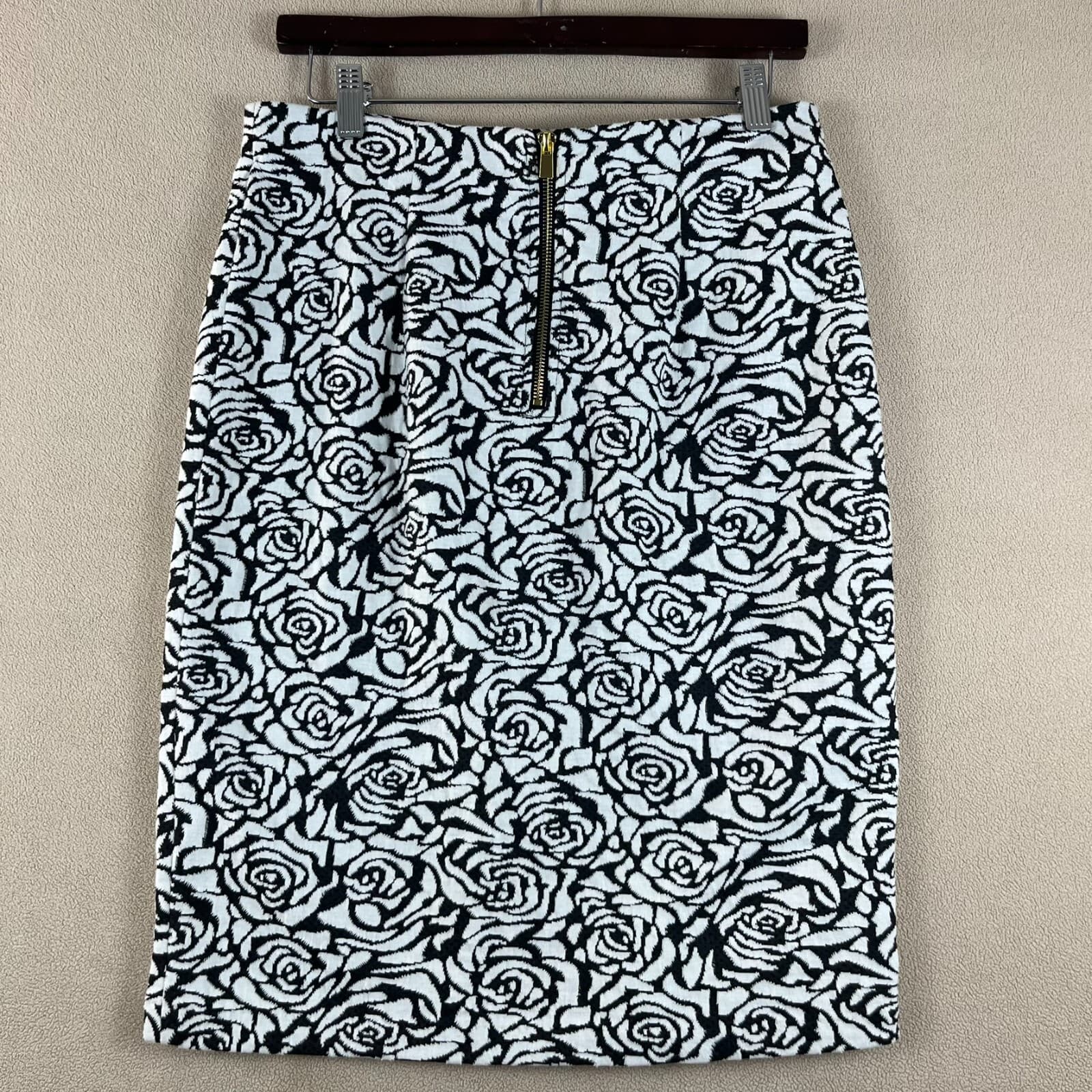 Philosophy Rep Women Pencil Skirt 8 Black White Floral Jacquard Timeless Career - Thumbnail 3
