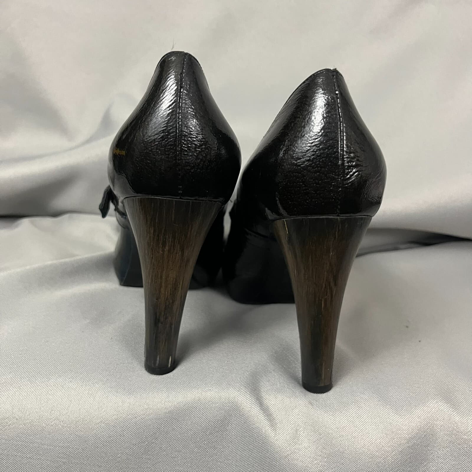 Gothic Vamp Mary Jane Shoes Women's Pump 41 Black Leather Velour Buckle Strap - Thumbnail 6