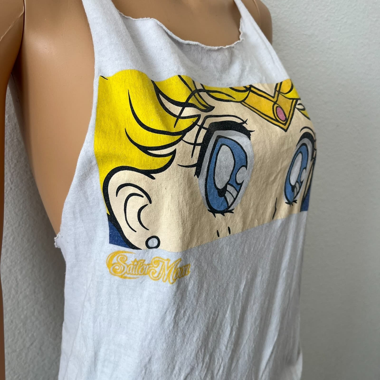Sailor Moon Anime Her Eyes Graphic Repurposed Womens Halter Top Sz LG - Thumbnail 2
