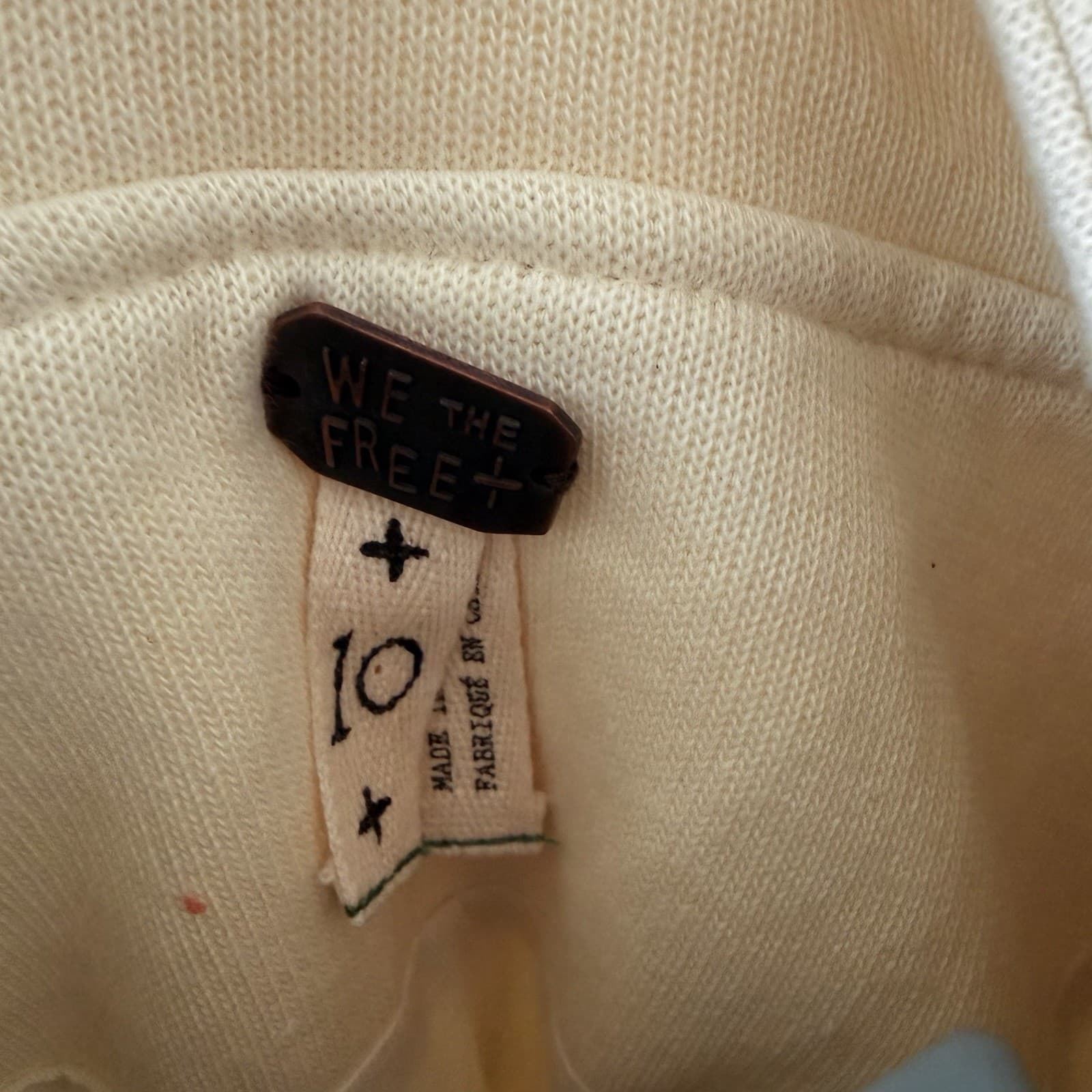 Free People We The Free Ivory Cream Moto Military Inspired Lace Up Jacket Sz 10 - Thumbnail 5