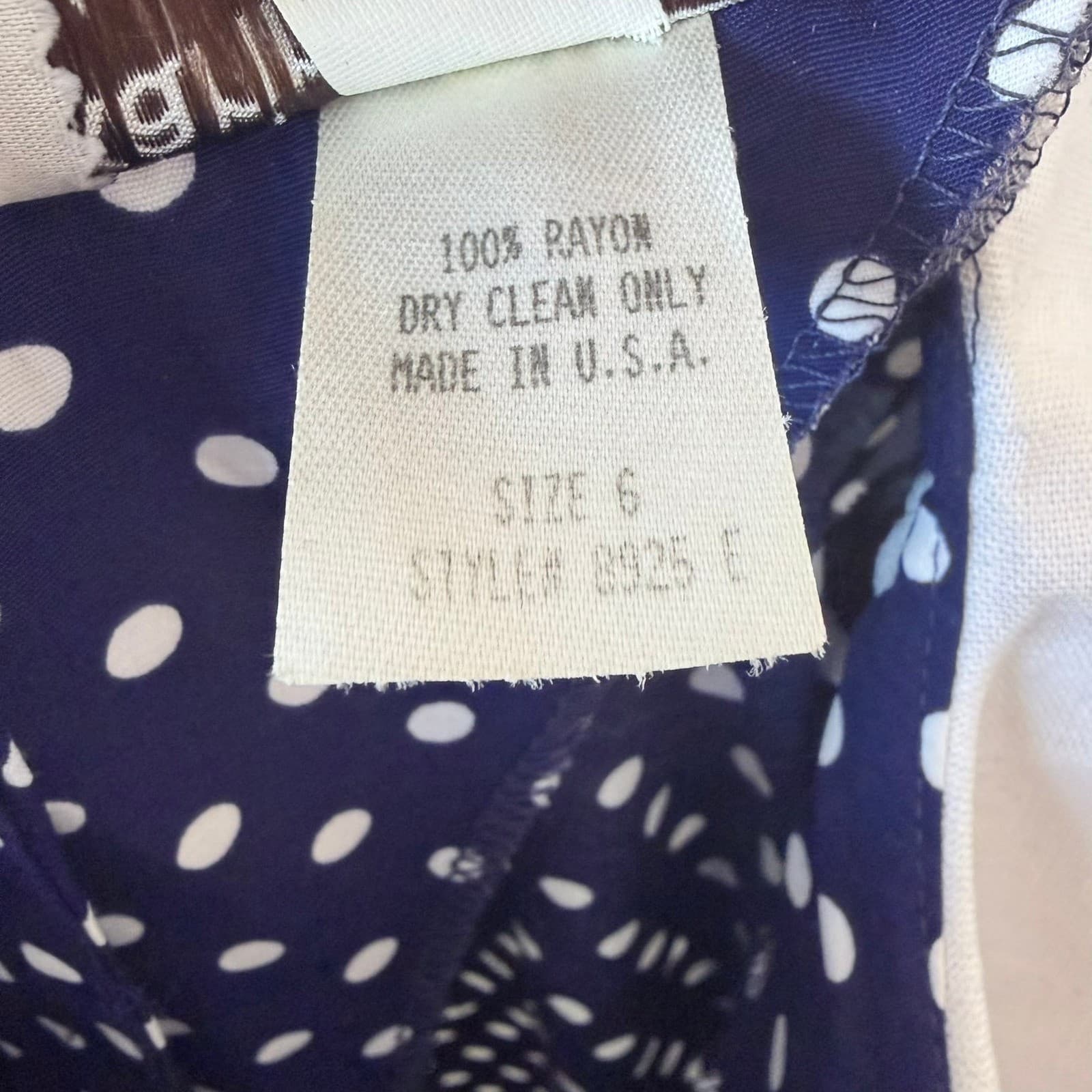 Vintage Polka Dot Sailor Dress Navy Blue White ILGWU USA Sz 6 Pin Up Rockabilly - Thumbnail 6