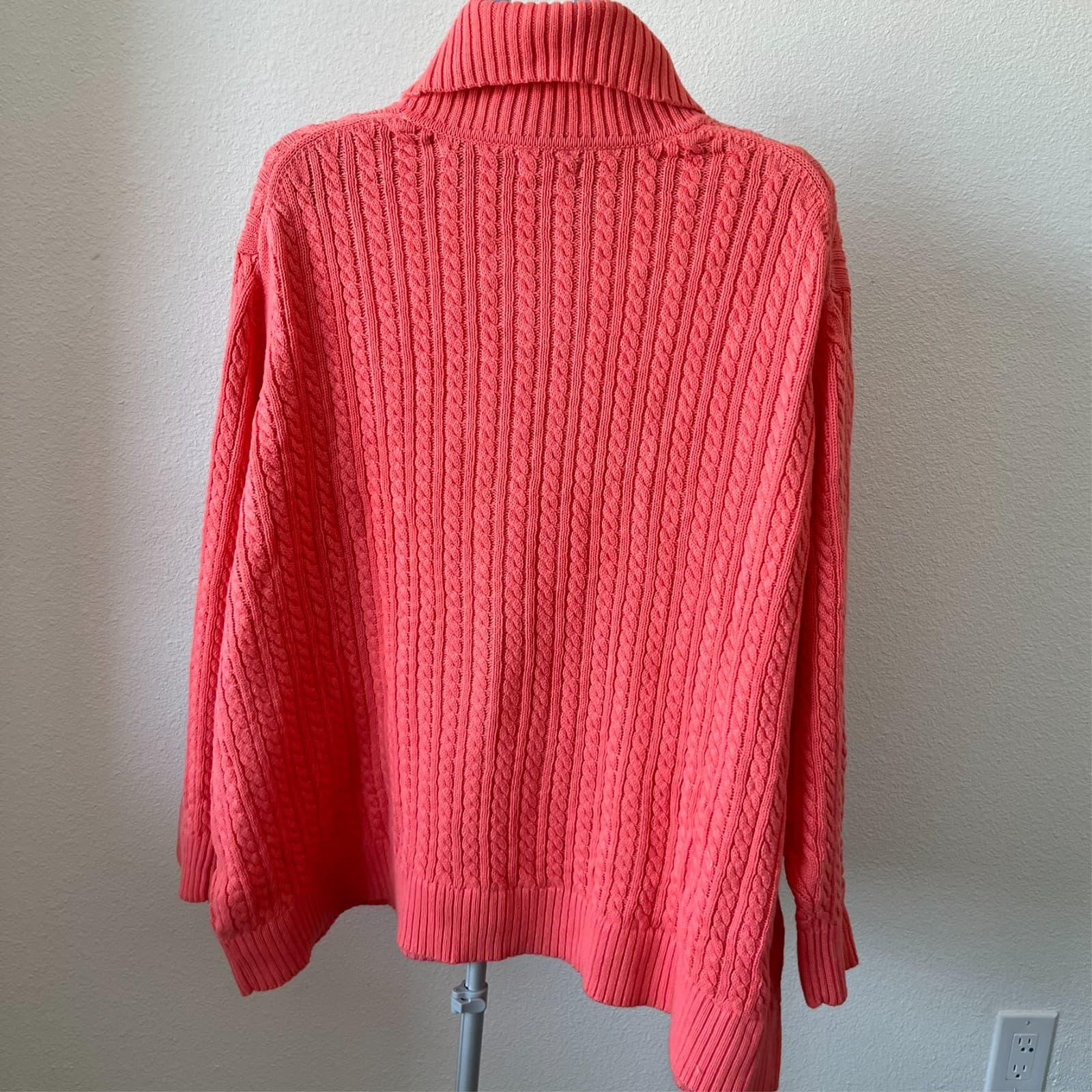 Amazon Essentials Sweater Women's 6X Pink Coral Cable Knit Turtleneck Pullover - Thumbnail 3