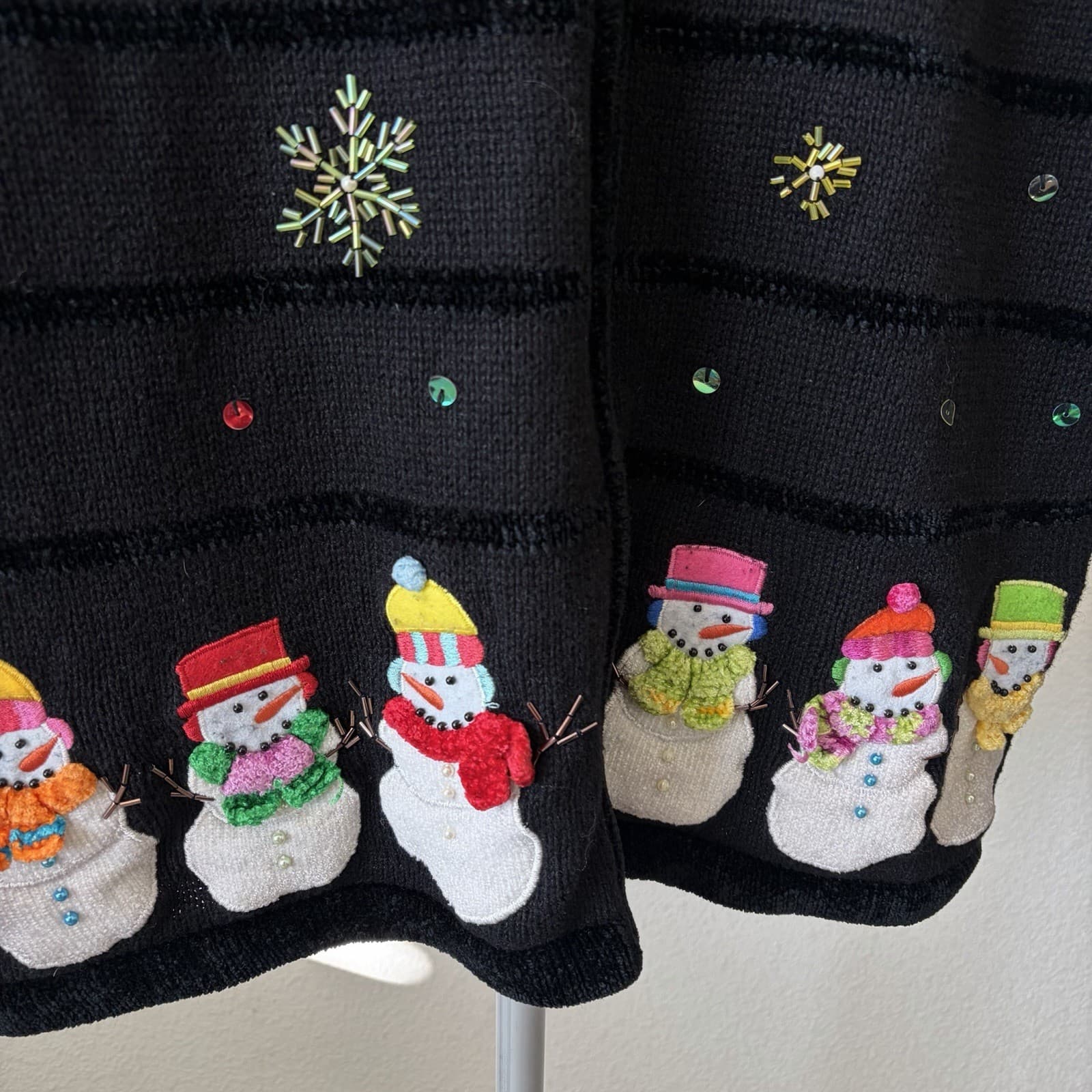 Vintage Quacker Factory Snowman Christmas Holiday Cardigan Sweater Size Medium - Thumbnail 2
