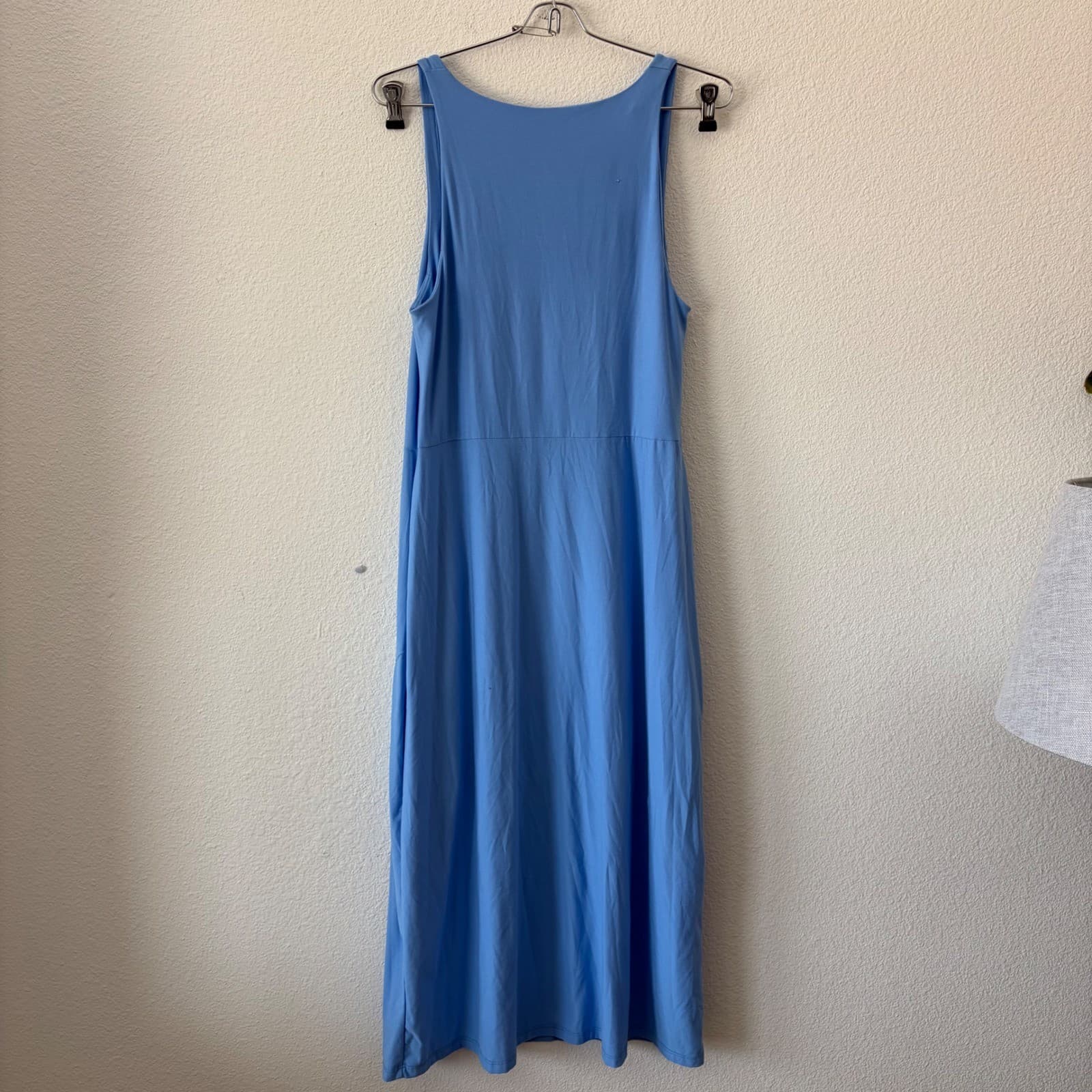 Beyond Yoga Midi Dress Women Large Blue Sleeveless Square Neck Side Slit Stretch - Thumbnail 3