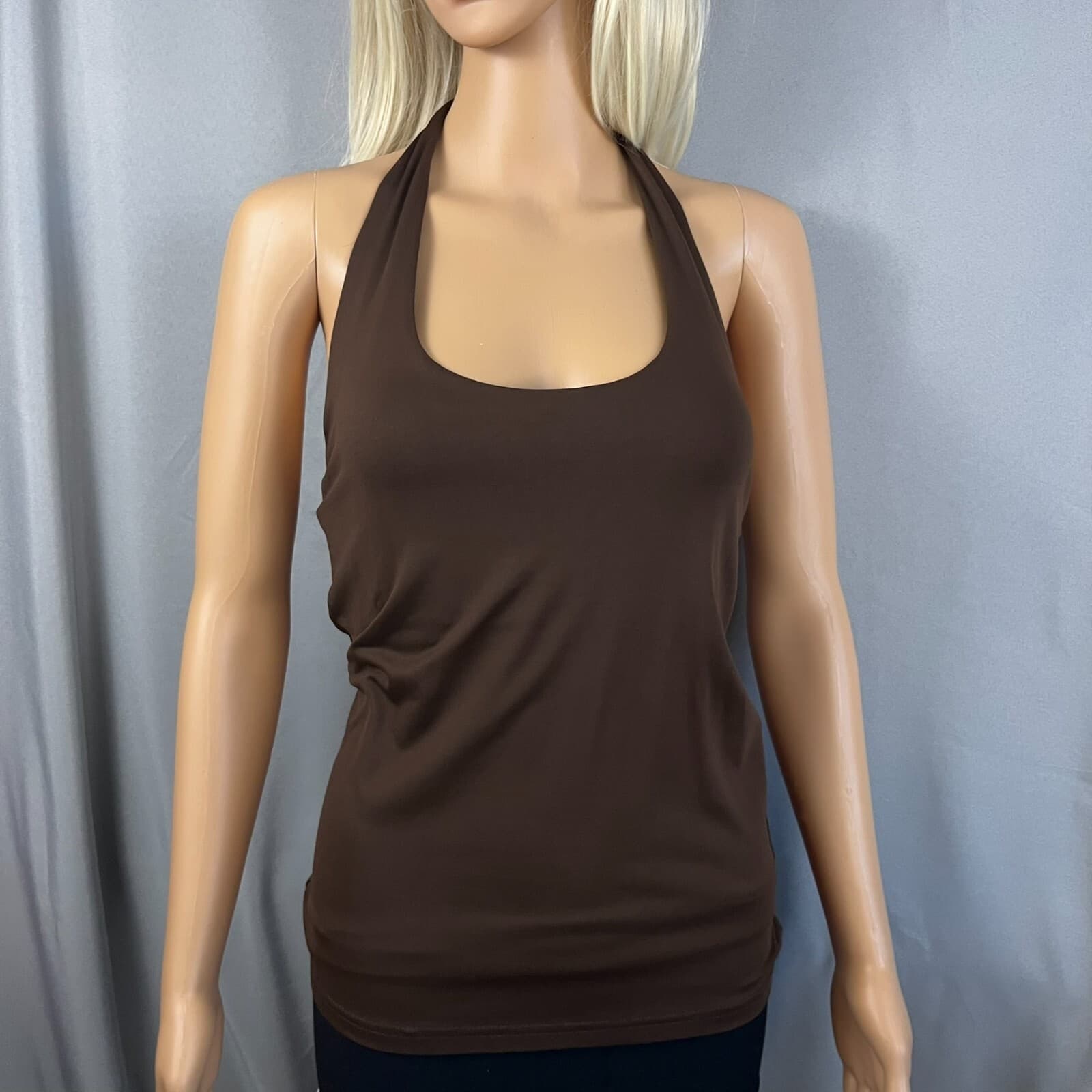 Lot Of 2 Elliot Lauren Natter Top Womens XS Brown Pink Stretch Nylon Halter Neck - Thumbnail 5