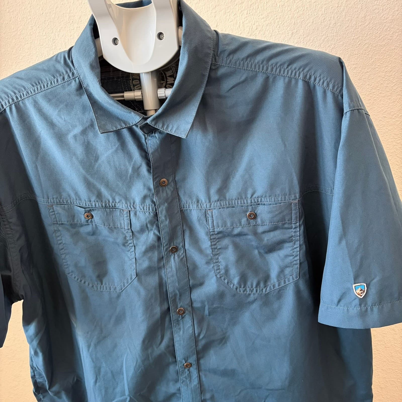 Kuhl Button Down Shirt Mens XXLarge Blue Short Sleeve Ripstop Outdoor Utility - Thumbnail 2