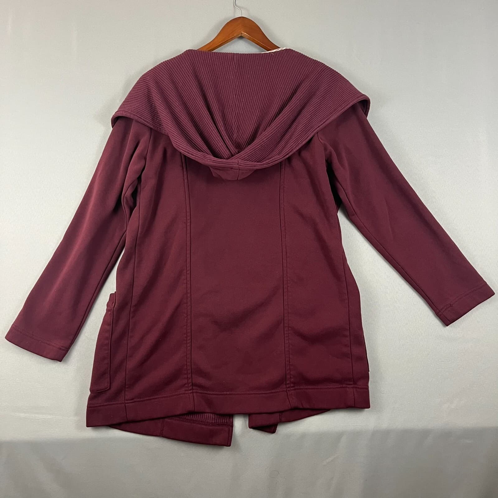 Anthropologie Saturday Sunday Women's Hooded Cardigan Size M Pockets Maroon - Thumbnail 3
