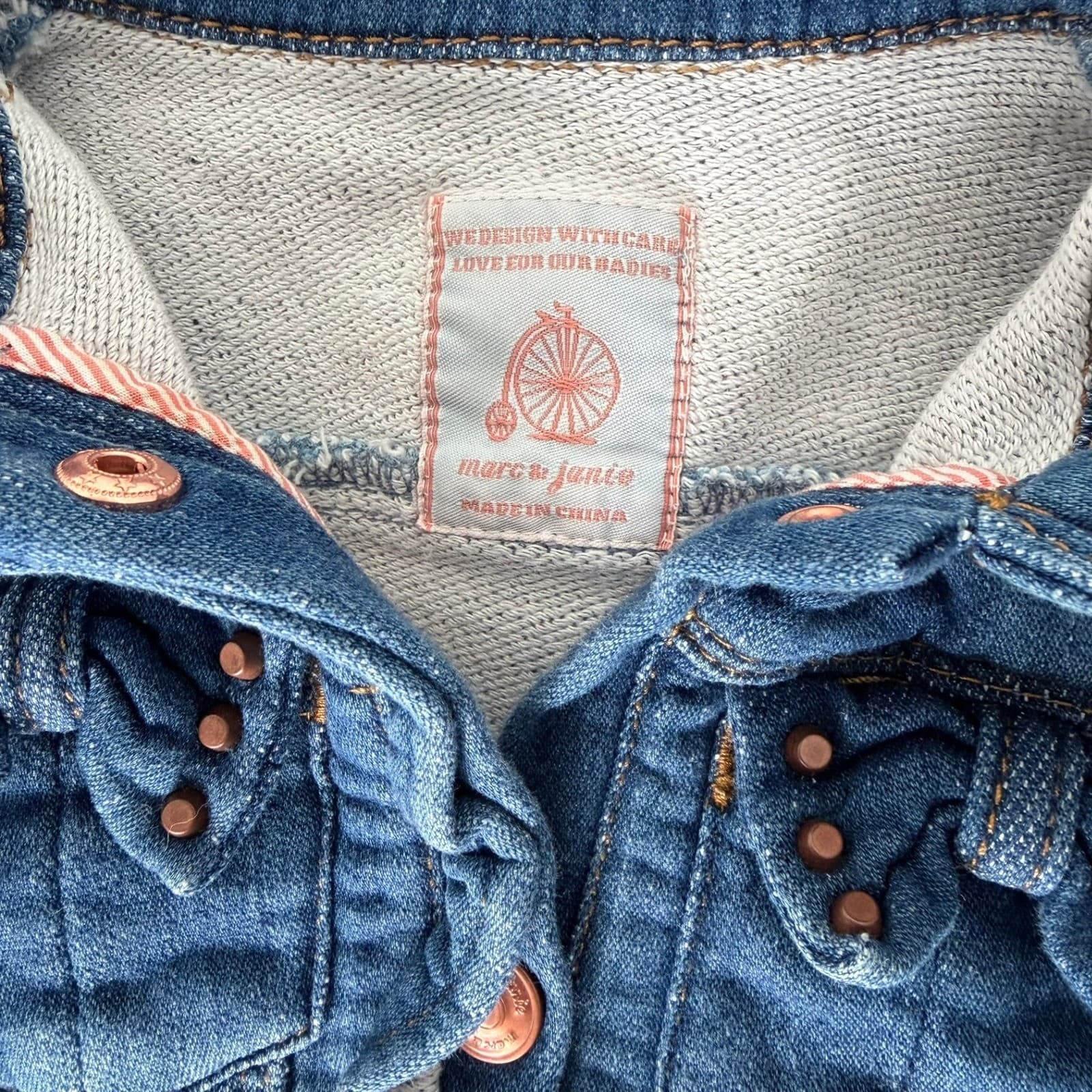 Marc & Janie Denim Jacket Jeans Set Kids 18M 24M Blue Cotton Lined Outfit Winter - Thumbnail 2