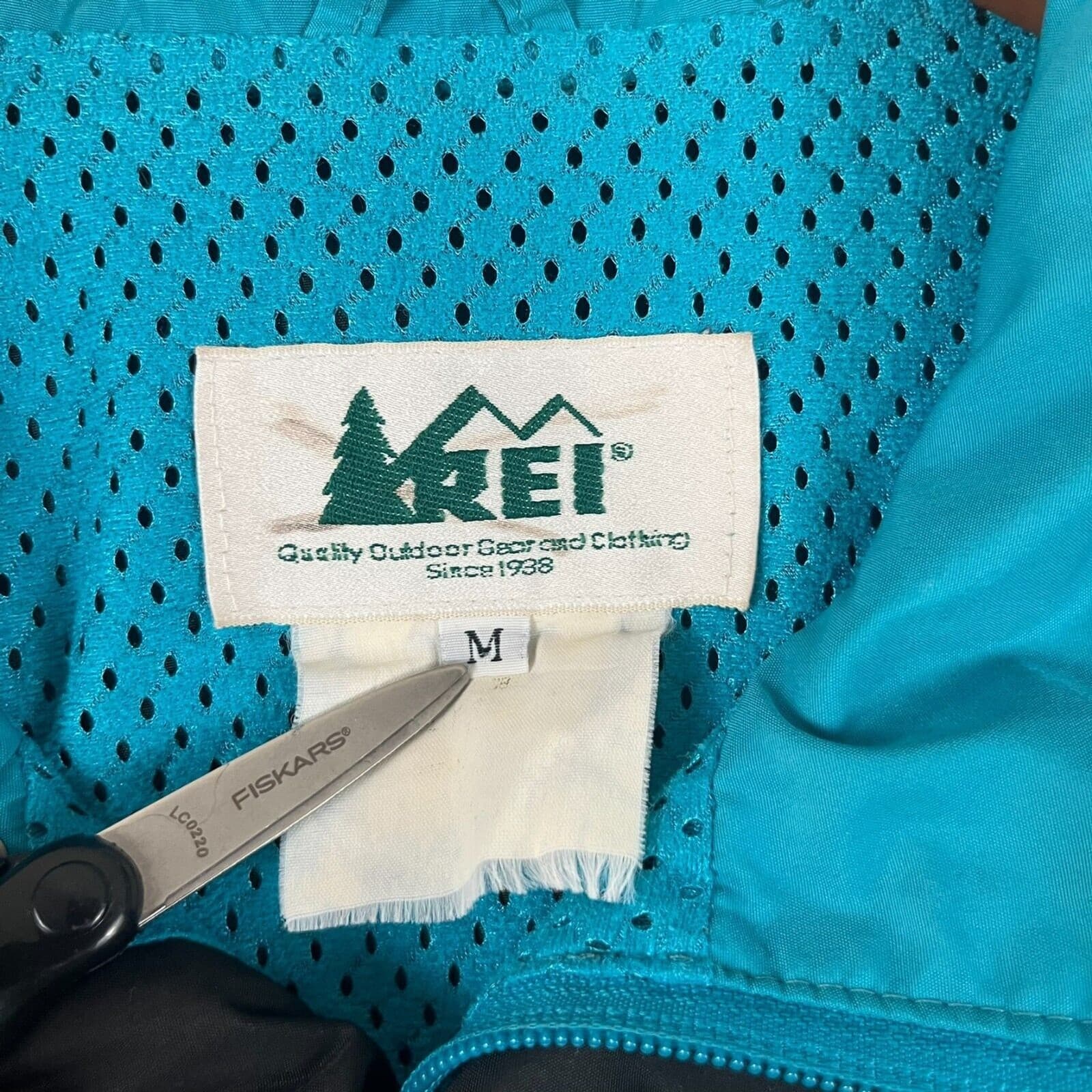 Vintage REI Mens Windbreraker Jacket Sz MED Teal Outdoor Hiking Camping - Thumbnail 2