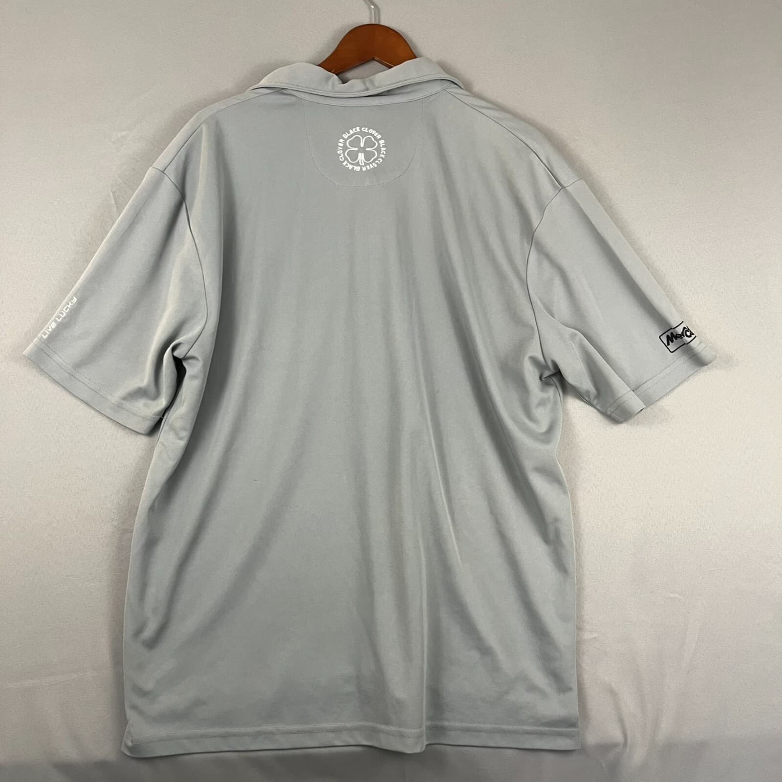Black Clover Men's Polo Shirt Size XL Gray Live Lucky Short Sleeve 5 Button Golf - Thumbnail 7
