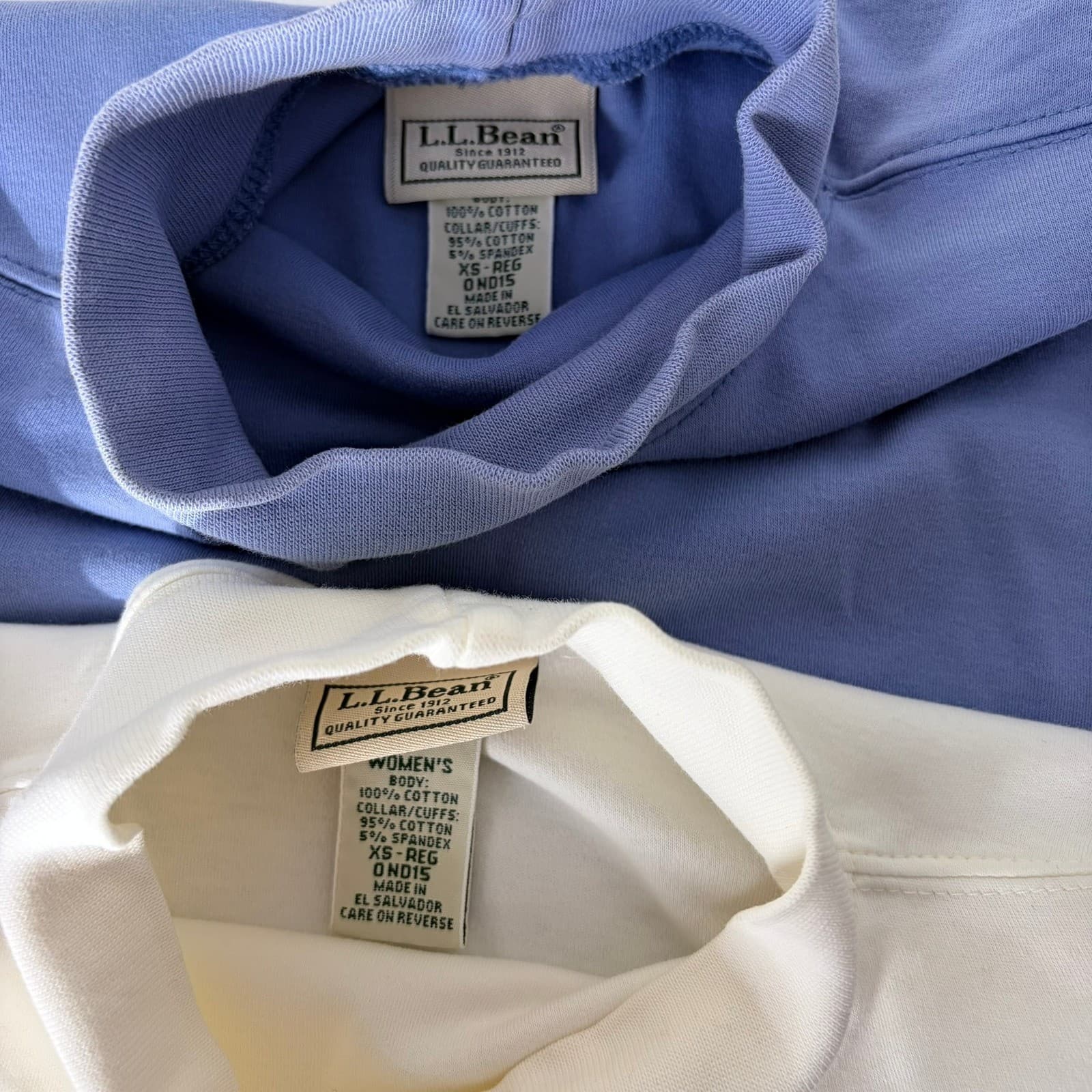 LLBean Womens Mock Neck Long Sleeve T Shirt Top Blue and White Size XS Baselayer - Thumbnail 2